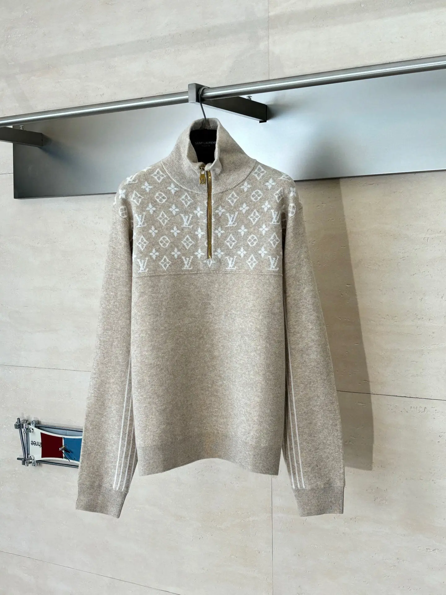 Monogram Jacquard Half-Zip Wool Sweater D27515993