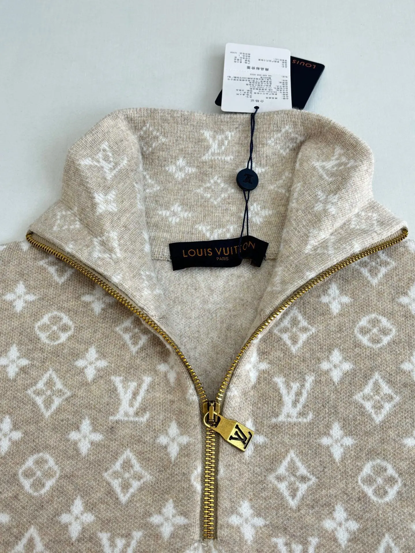 Monogram Jacquard Half-Zip Wool Sweater D27515993 — view 4