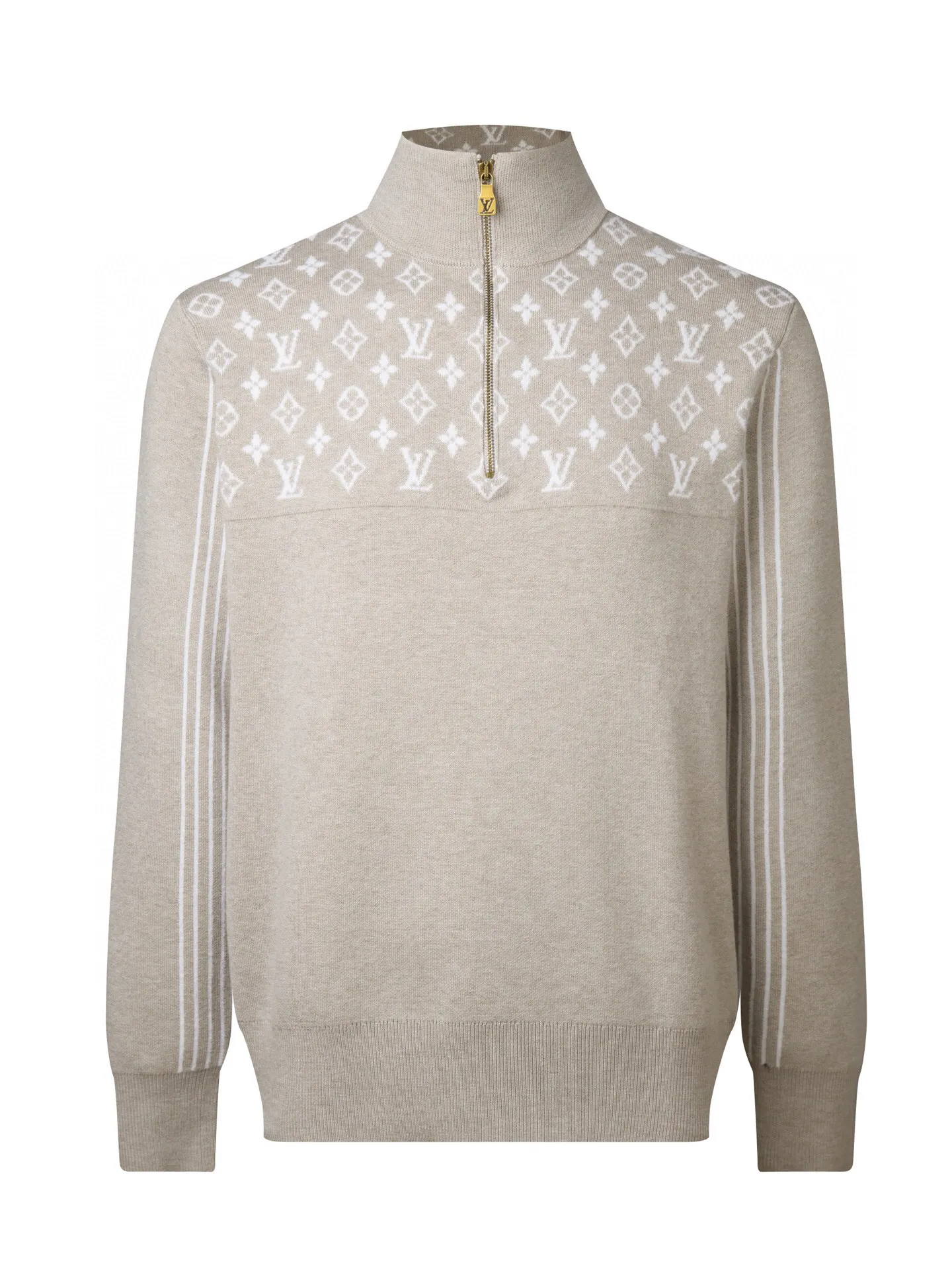 Monogram Jacquard Half-Zip Wool Sweater D27515994