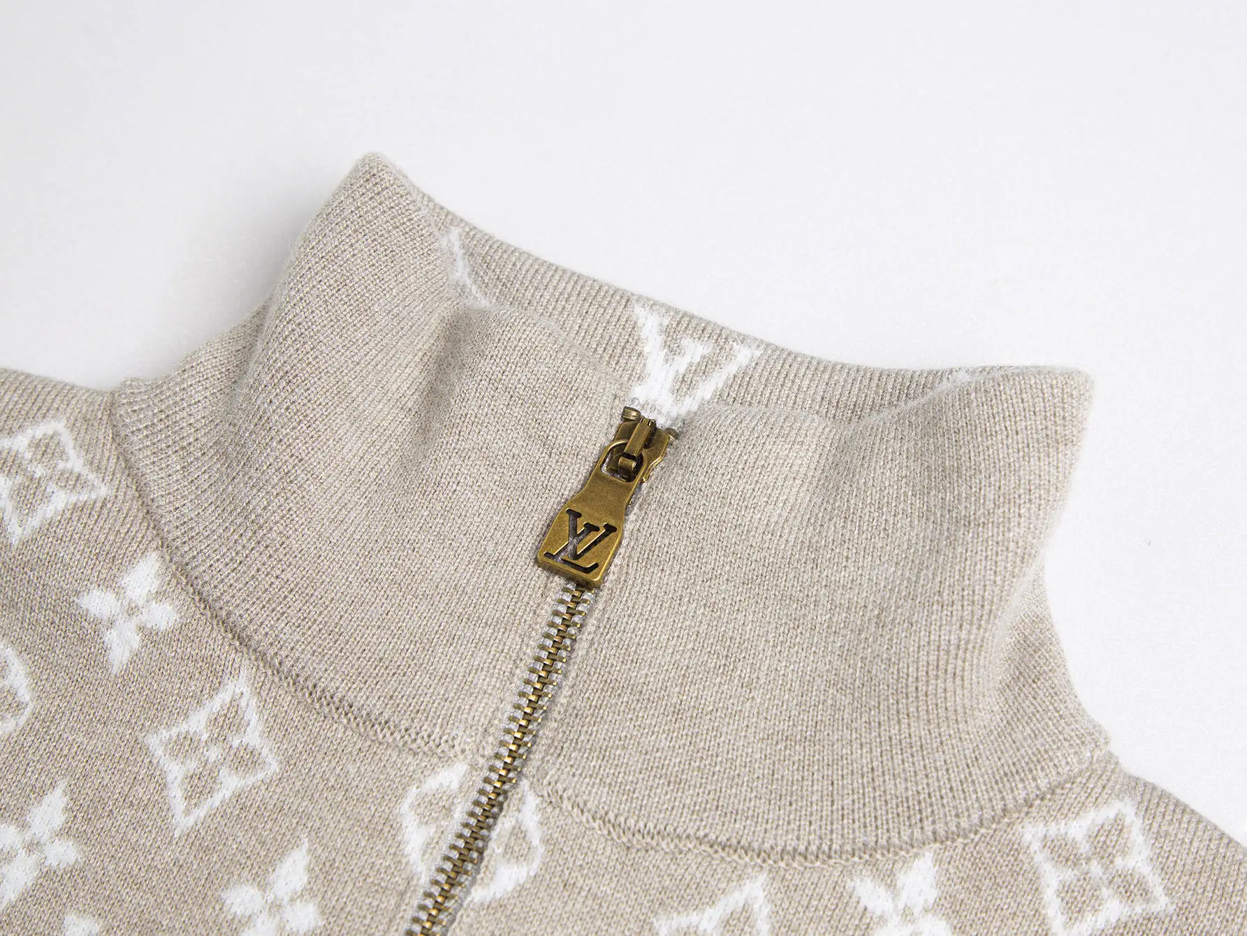 Monogram Jacquard Half-Zip Wool Sweater D27515994 — view 4