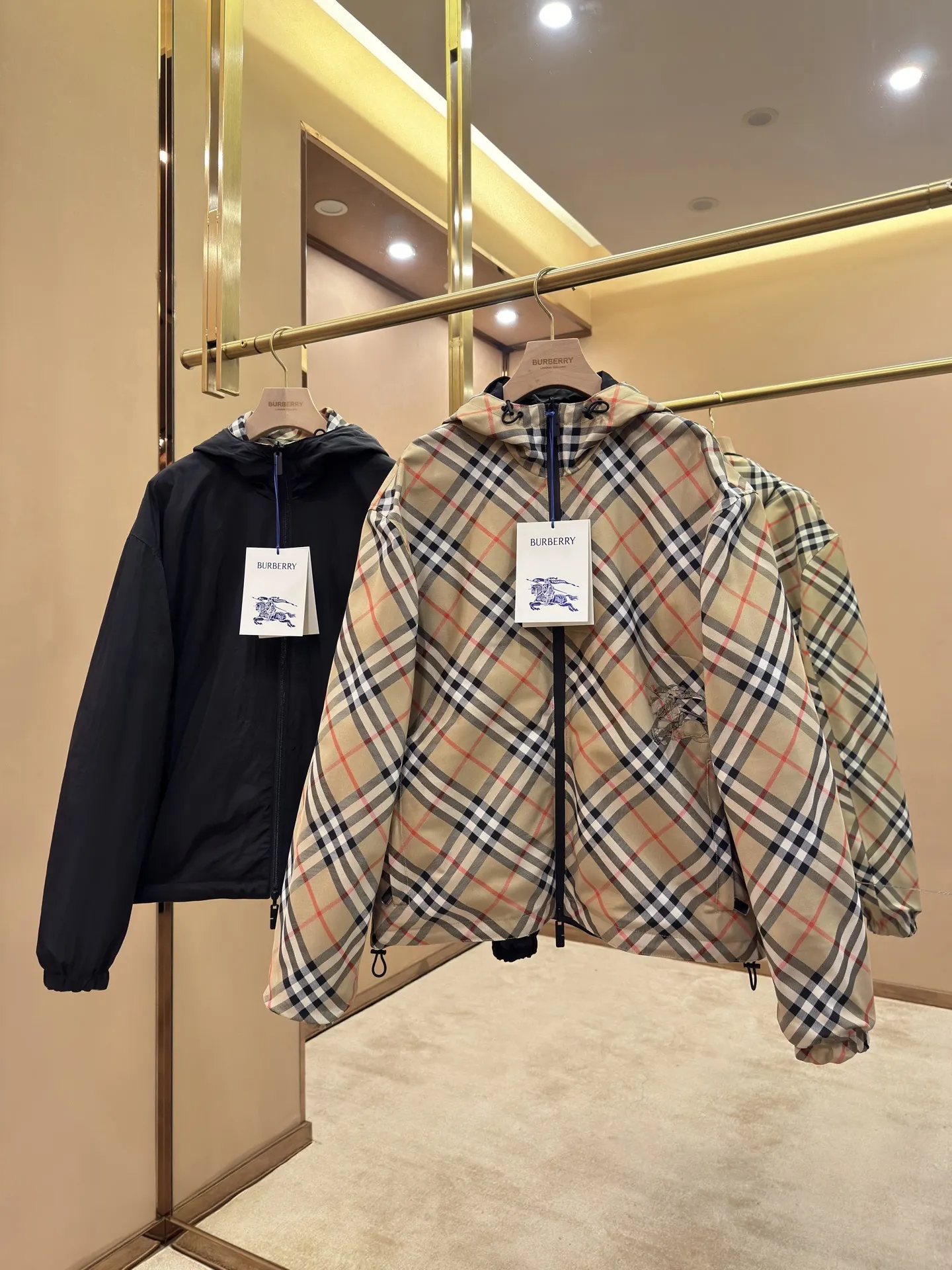 Reversible Check Hooded Jacket D27515997