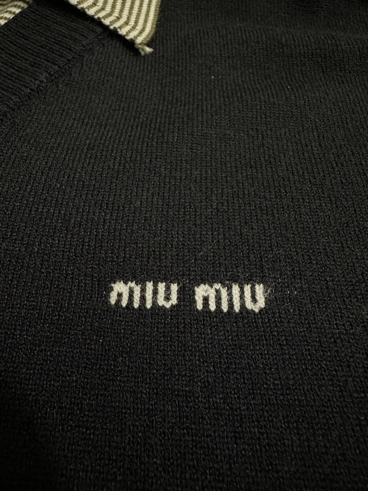 Layered-Look Striped Polo Collar Knit Sweater D28018943 — view 8