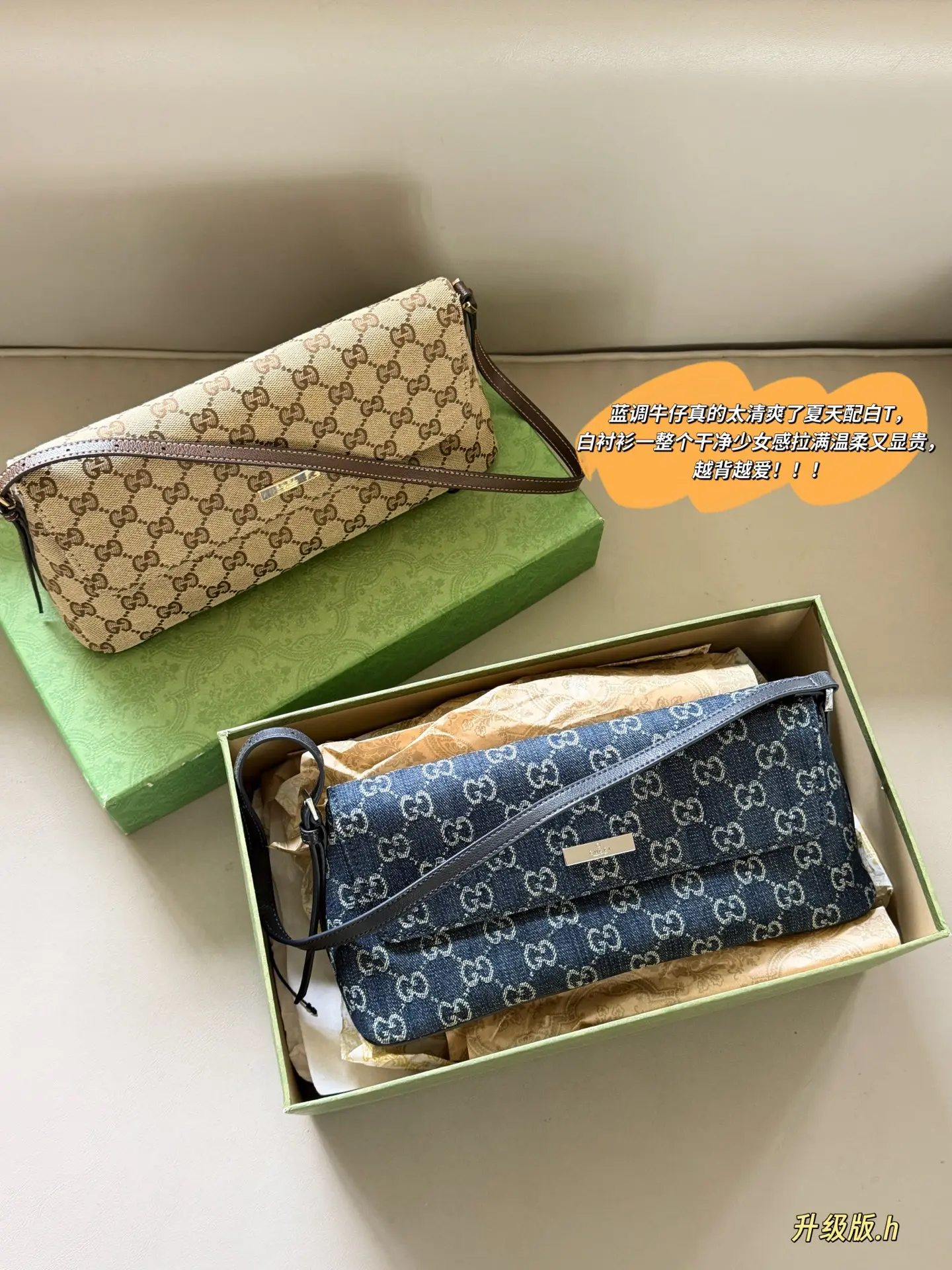 GG Monogram Denim Shoulder Bag D28018479