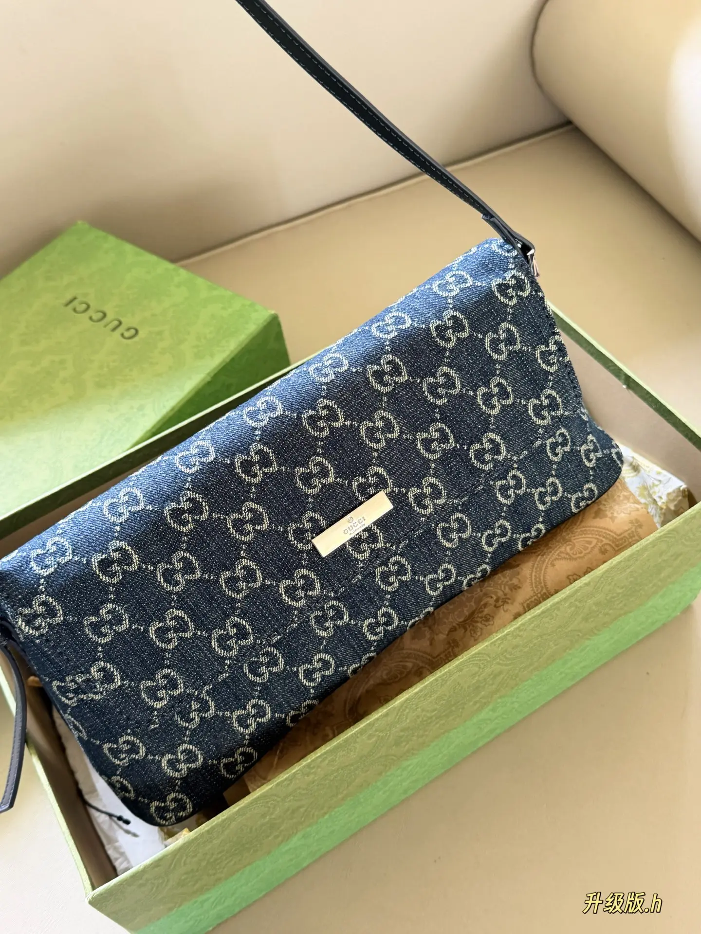 GG Monogram Denim Shoulder Bag D28018479 — view 3