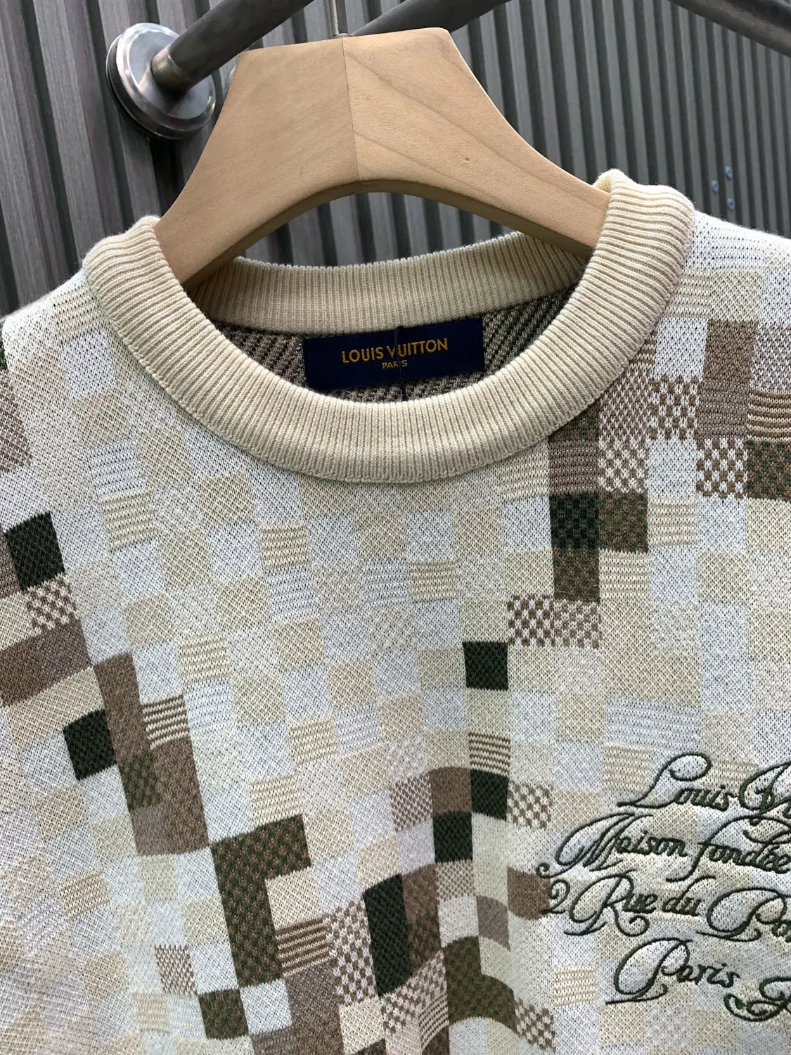 Damier Camouflage Intarsia Cotton Sweater D28014140 — view 3