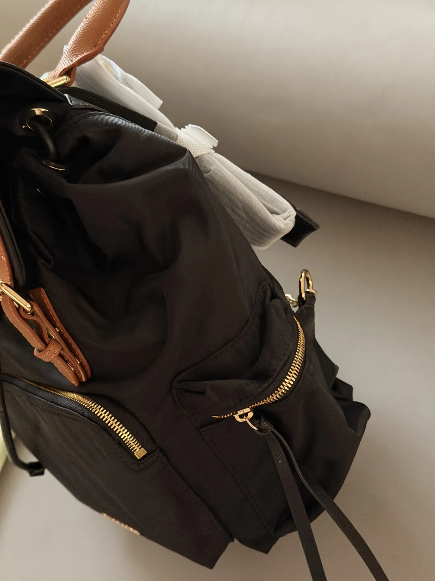 Nylon & Leather Mini Backpack D28518095 — view 3