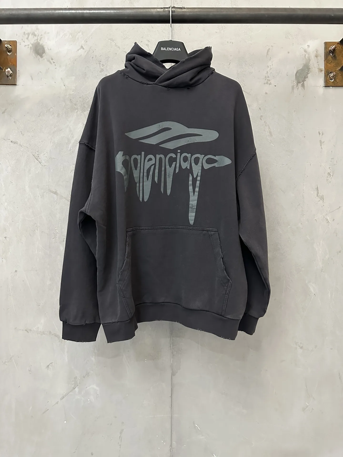 Logo Print Distressed Cotton-Jersey Hoodie D29018881