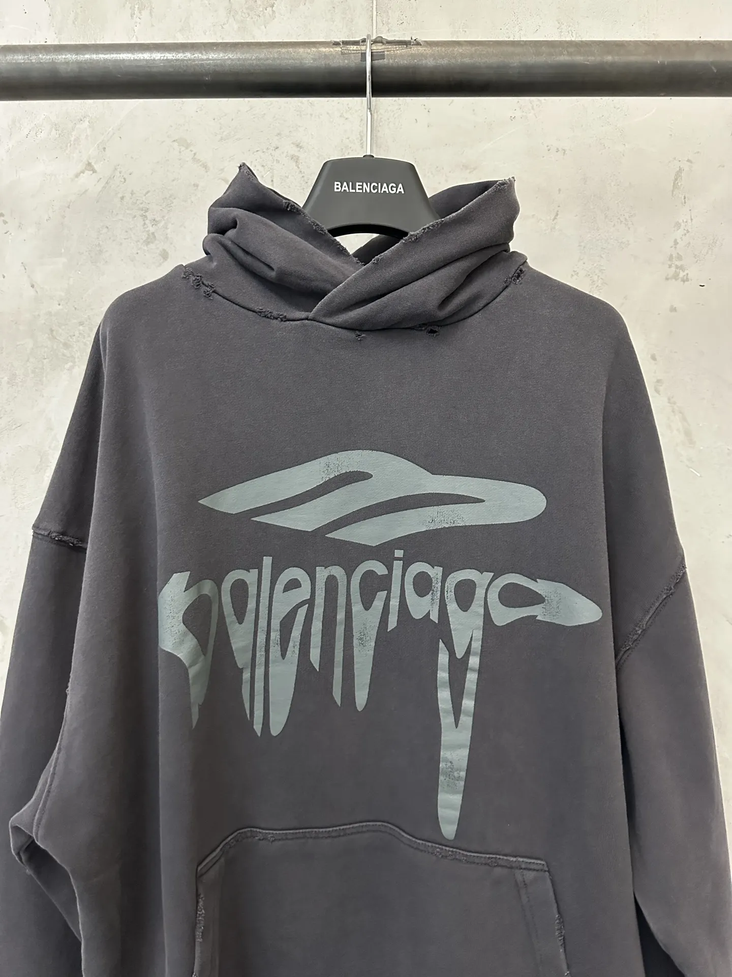 Logo Print Distressed Cotton-Jersey Hoodie D29018881 — view 3