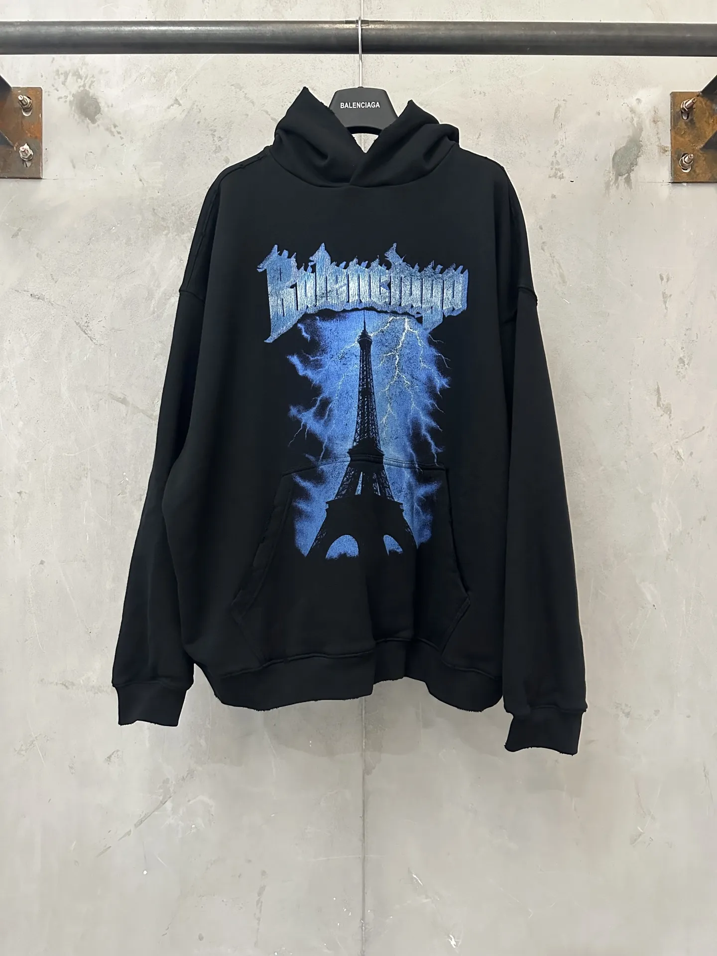 Eiffel Tower Lightning Print Oversized Hoodie D29023746