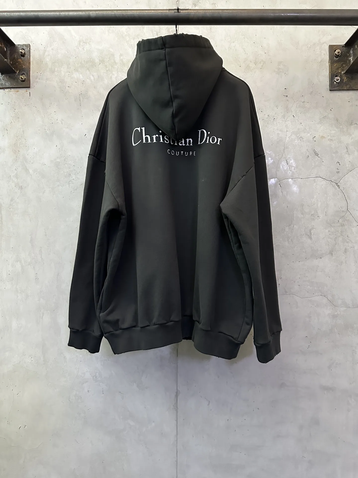 Distressed Logo-Print Cotton-Jersey Hoodie D29020536 — view 2