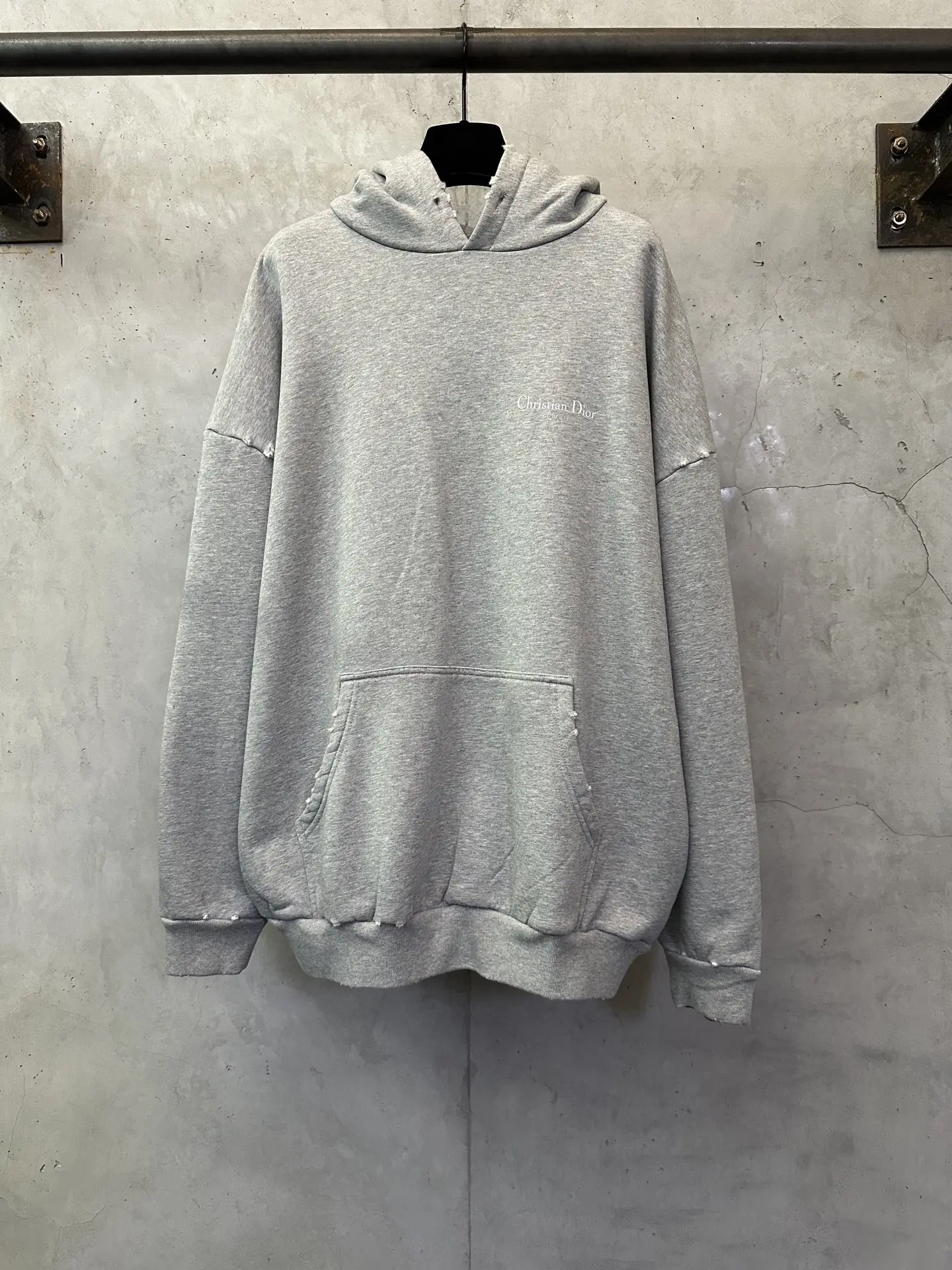 Logo Print Distressed Cotton-Jersey Hoodie D29020537