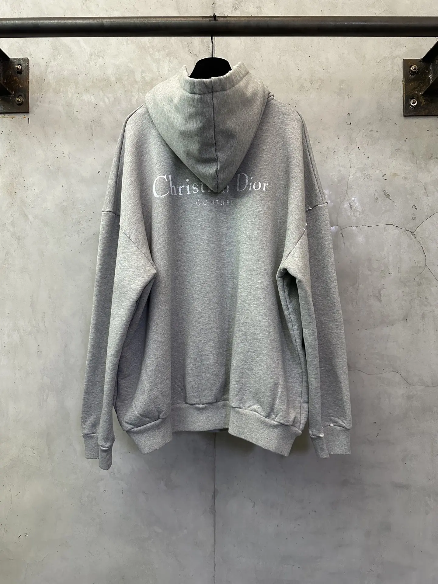 Logo Print Distressed Cotton-Jersey Hoodie D29020537 — view 2