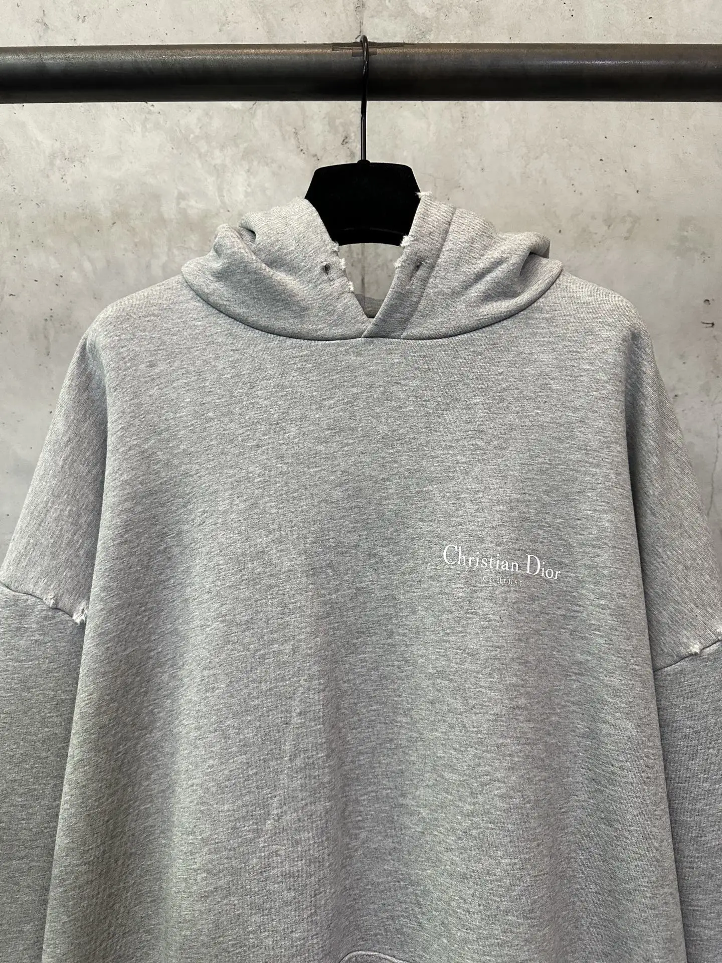 Logo Print Distressed Cotton-Jersey Hoodie D29020537 — view 3