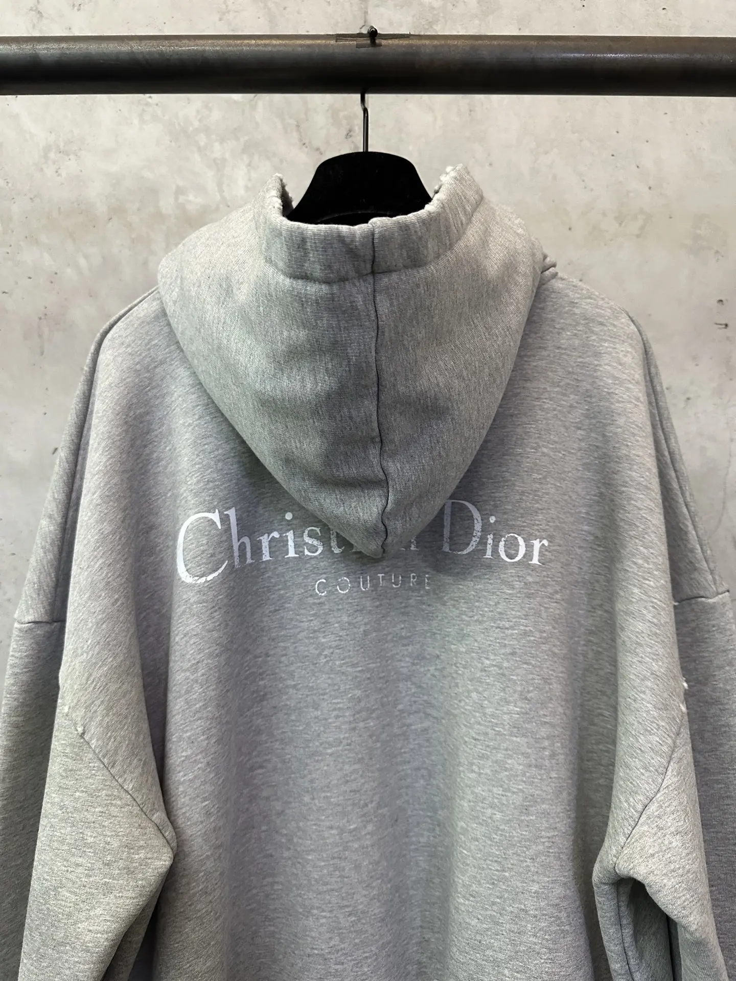Logo Print Distressed Cotton-Jersey Hoodie D29020537 — view 5