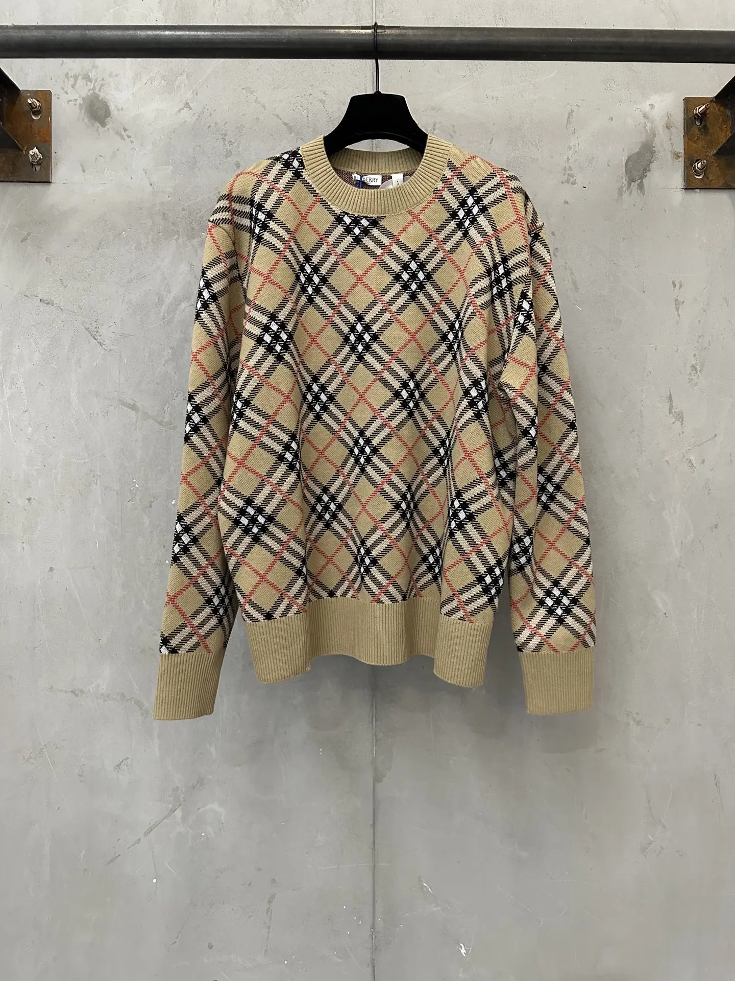 Check Jacquard Wool-Blend Sweater D30023115