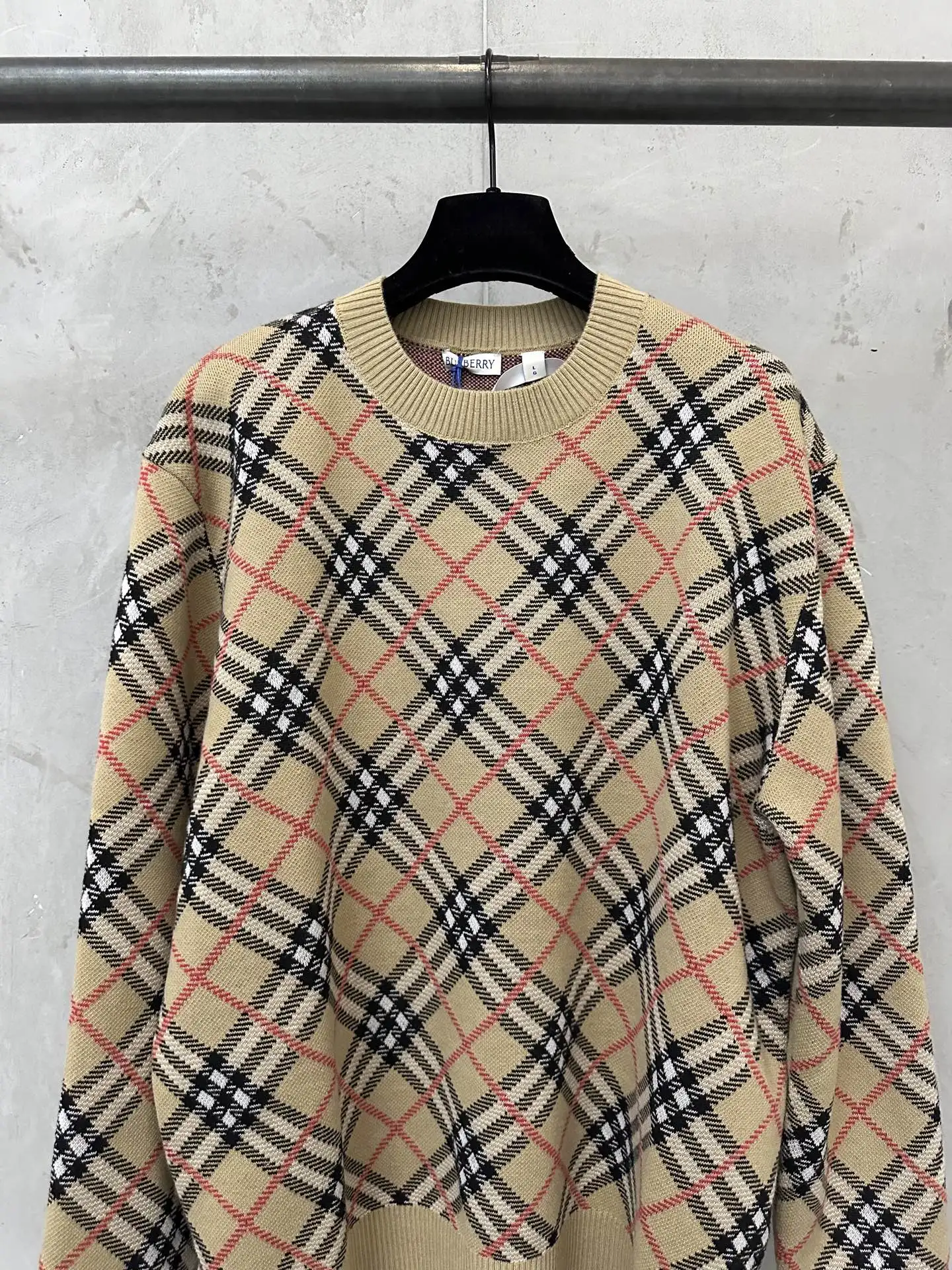 Check Jacquard Wool-Blend Sweater D30023115 — view 3