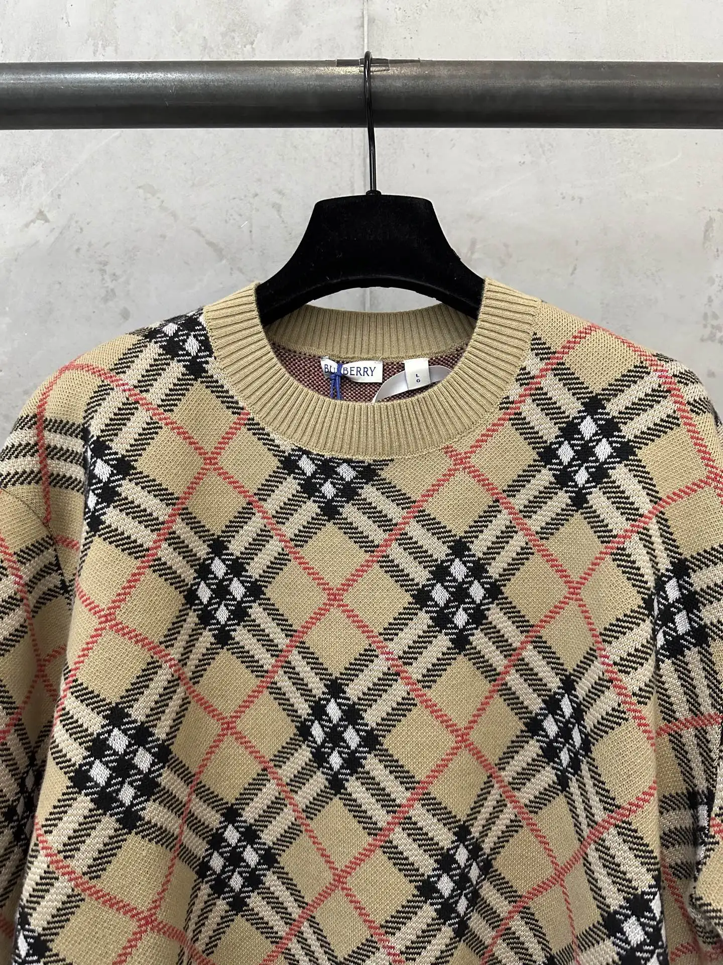 Check Jacquard Wool-Blend Sweater D30023115 — view 5
