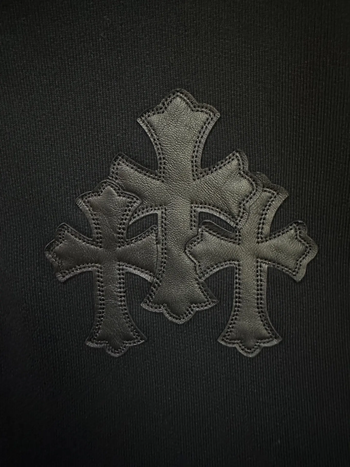 Chrome Hearts Leather Cross Patch Half-Zip Sweatshirt D30023748 — view 8