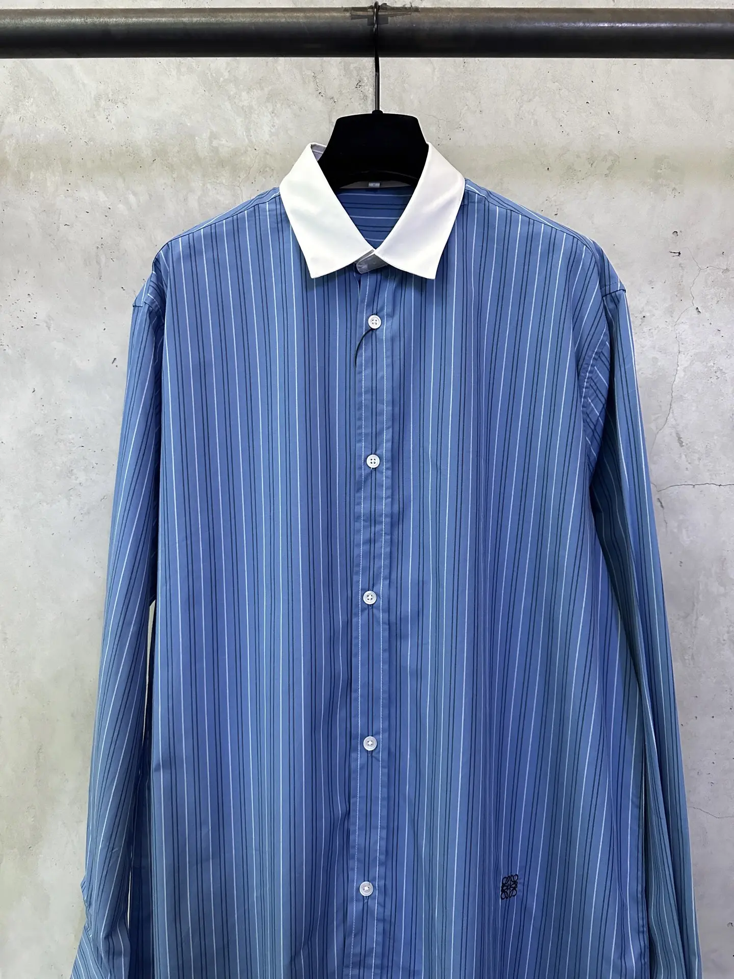 Contrast Collar Striped Cotton Shirt D30015303 — view 3