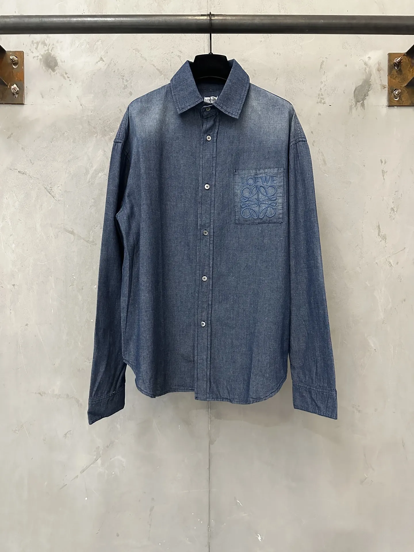 Anagram Embroidered Slub Cotton Denim Shirt D30020477