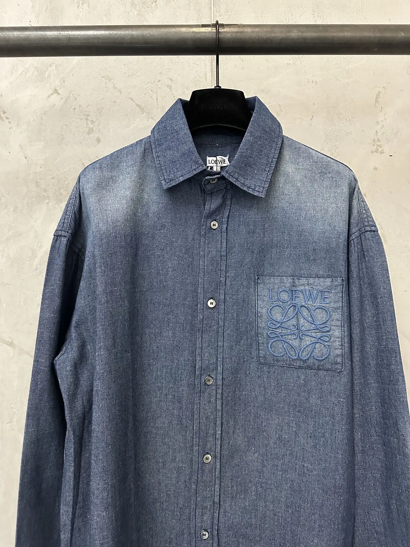 Anagram Embroidered Slub Cotton Denim Shirt D30020477 — view 3