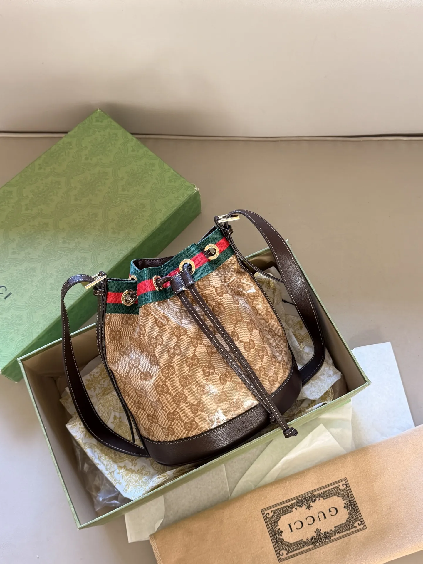 GG Monogram Coated Canvas Bucket Bag D31018389