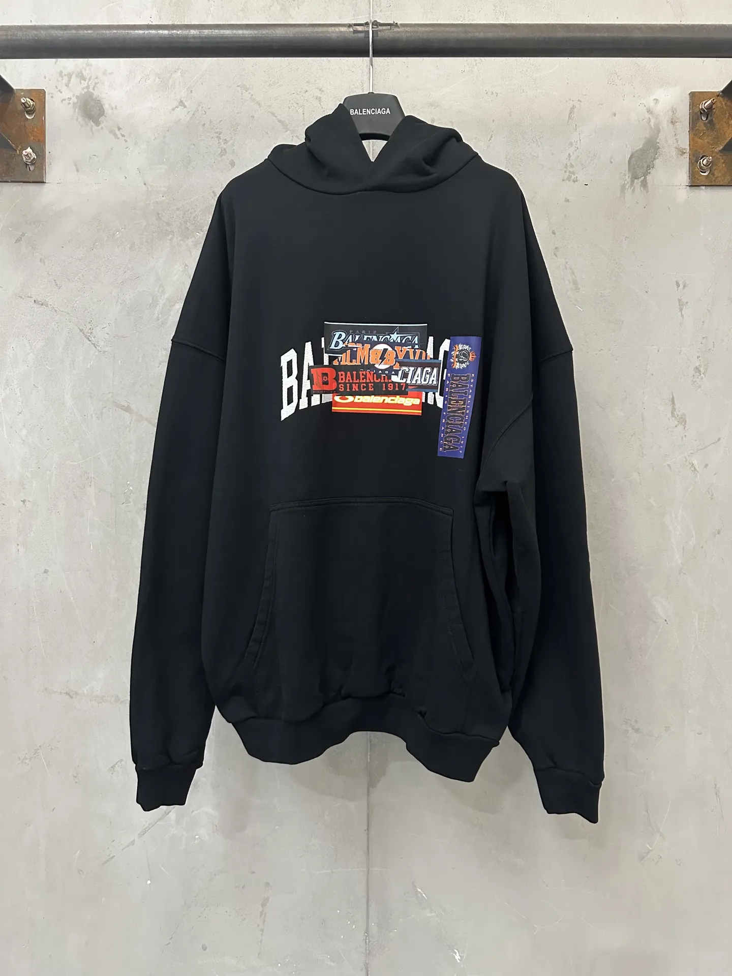 Sticker Stack Oversized Cotton Hoodie D31023155