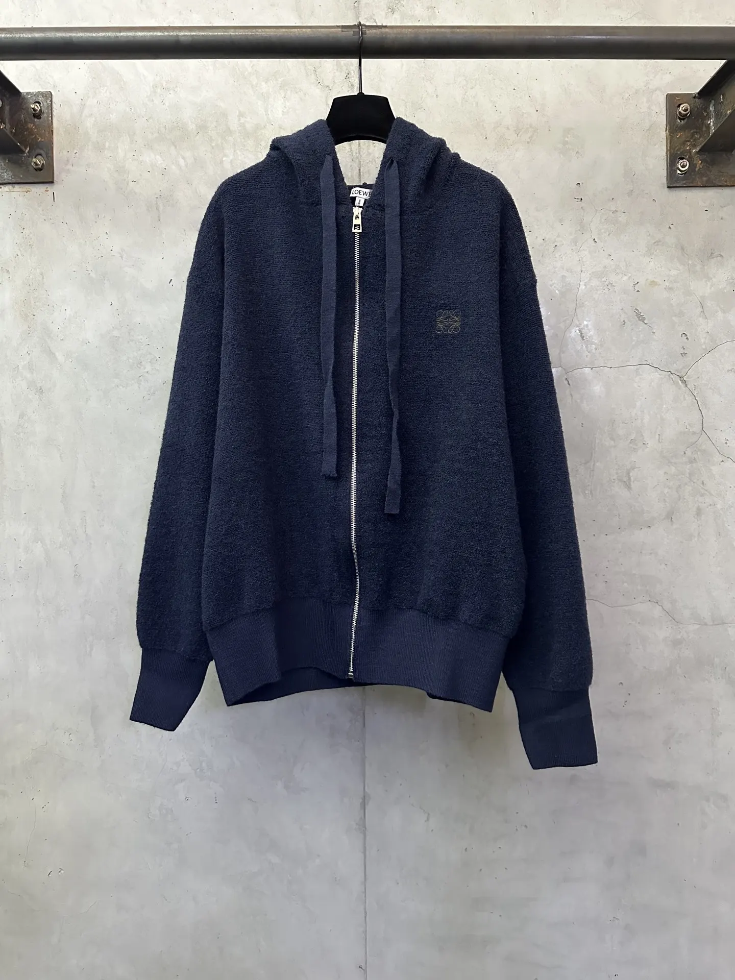 Anagram Embroidered Wool-Blend Zip-Up Hoodie D31023140