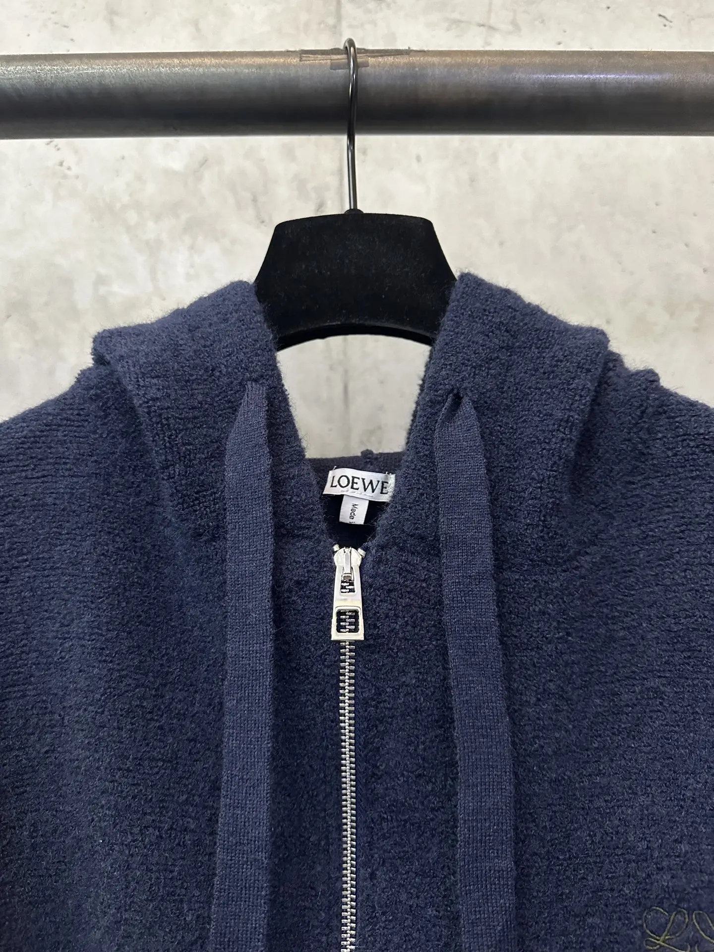Anagram Embroidered Wool-Blend Zip-Up Hoodie D31023140 — view 7