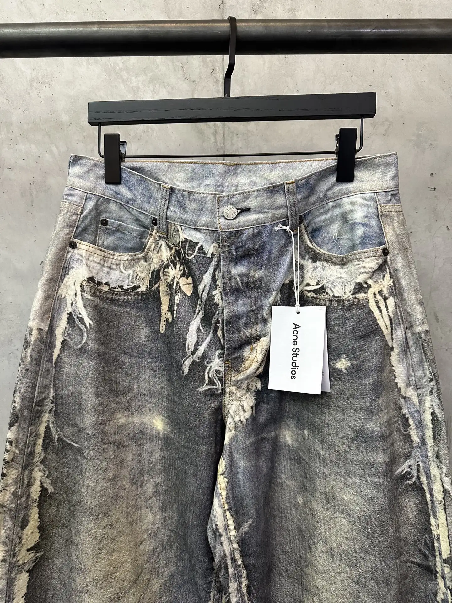 3D-Print Distressed Wide-Leg Jeans D32012377 — view 3