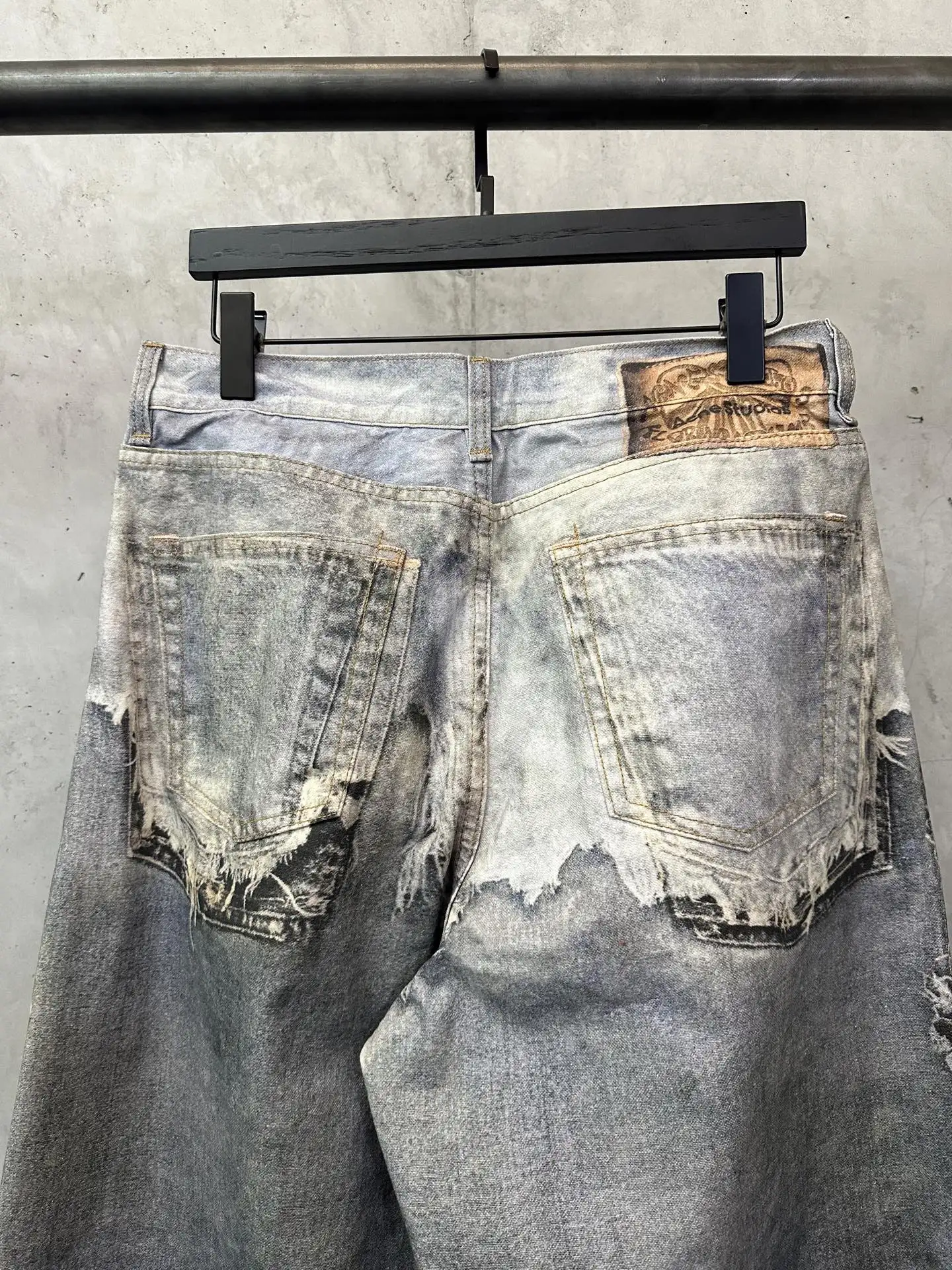 3D-Print Distressed Wide-Leg Jeans D32012377 — view 5
