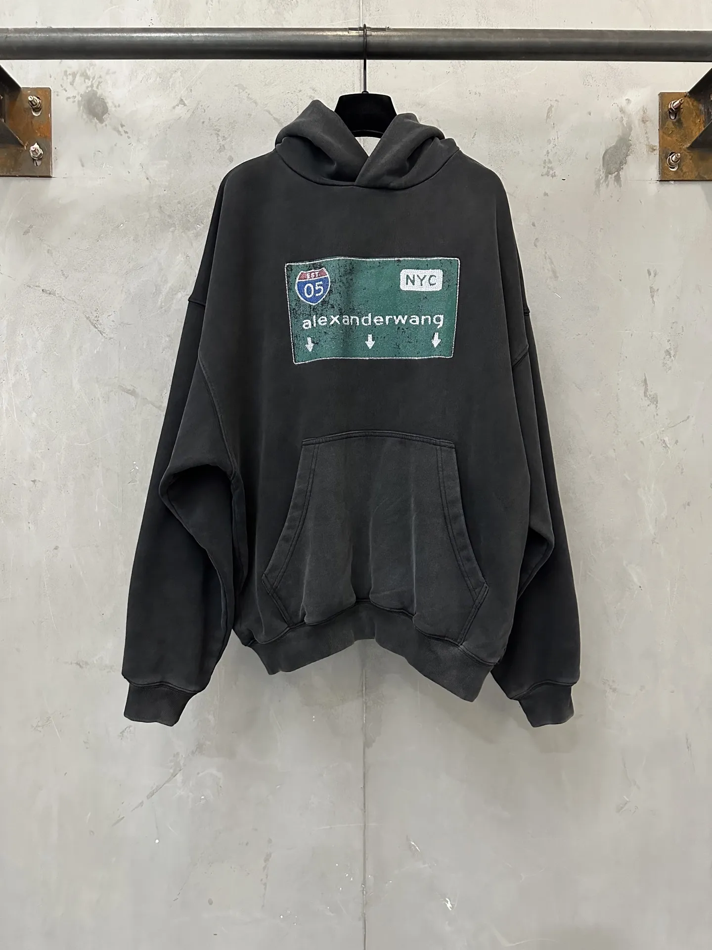 Alexander Wang Rhinestone Graphic Washed Hoodie D32018825