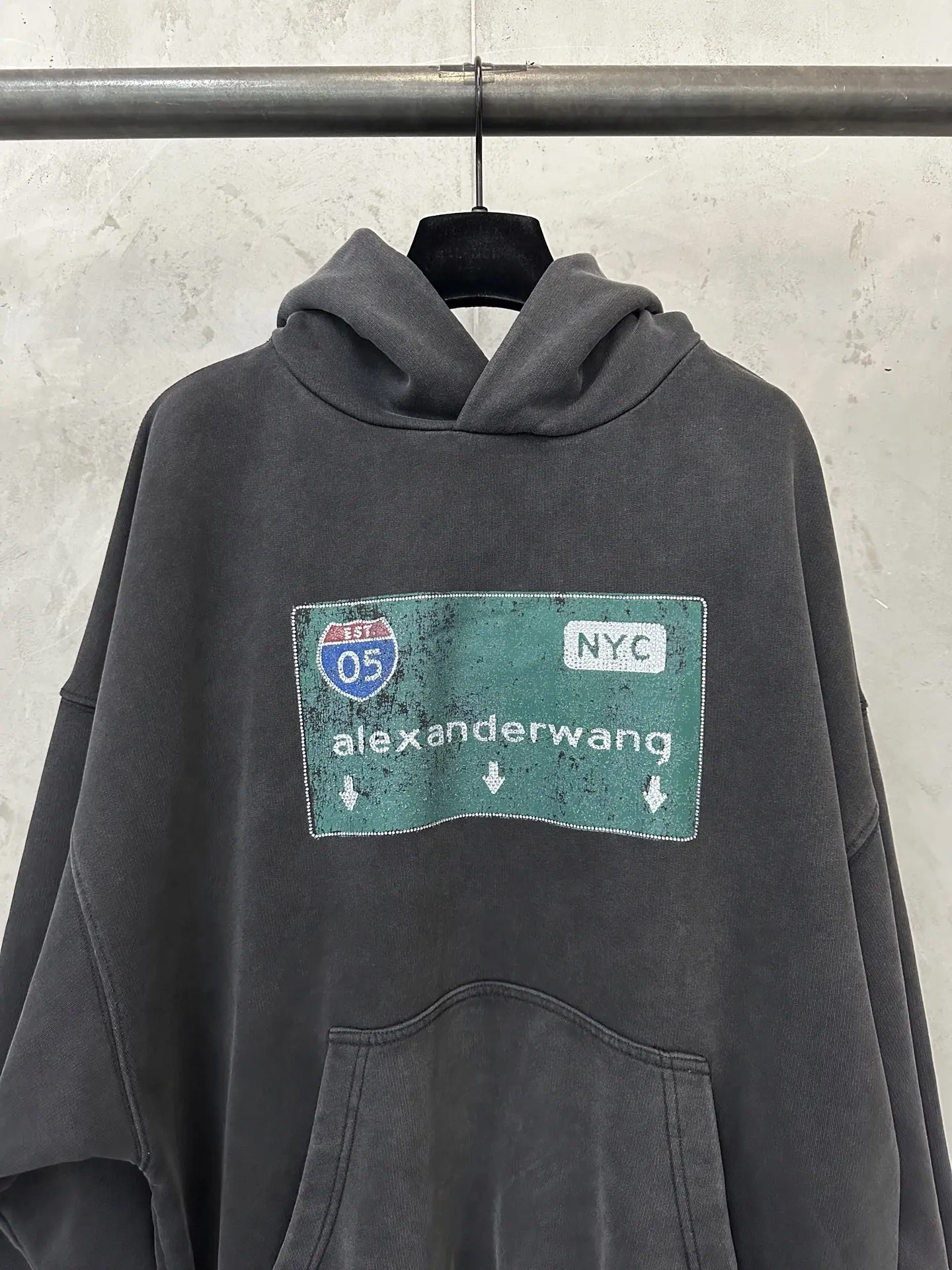 Alexander Wang Rhinestone Graphic Washed Hoodie D32018825 — view 3