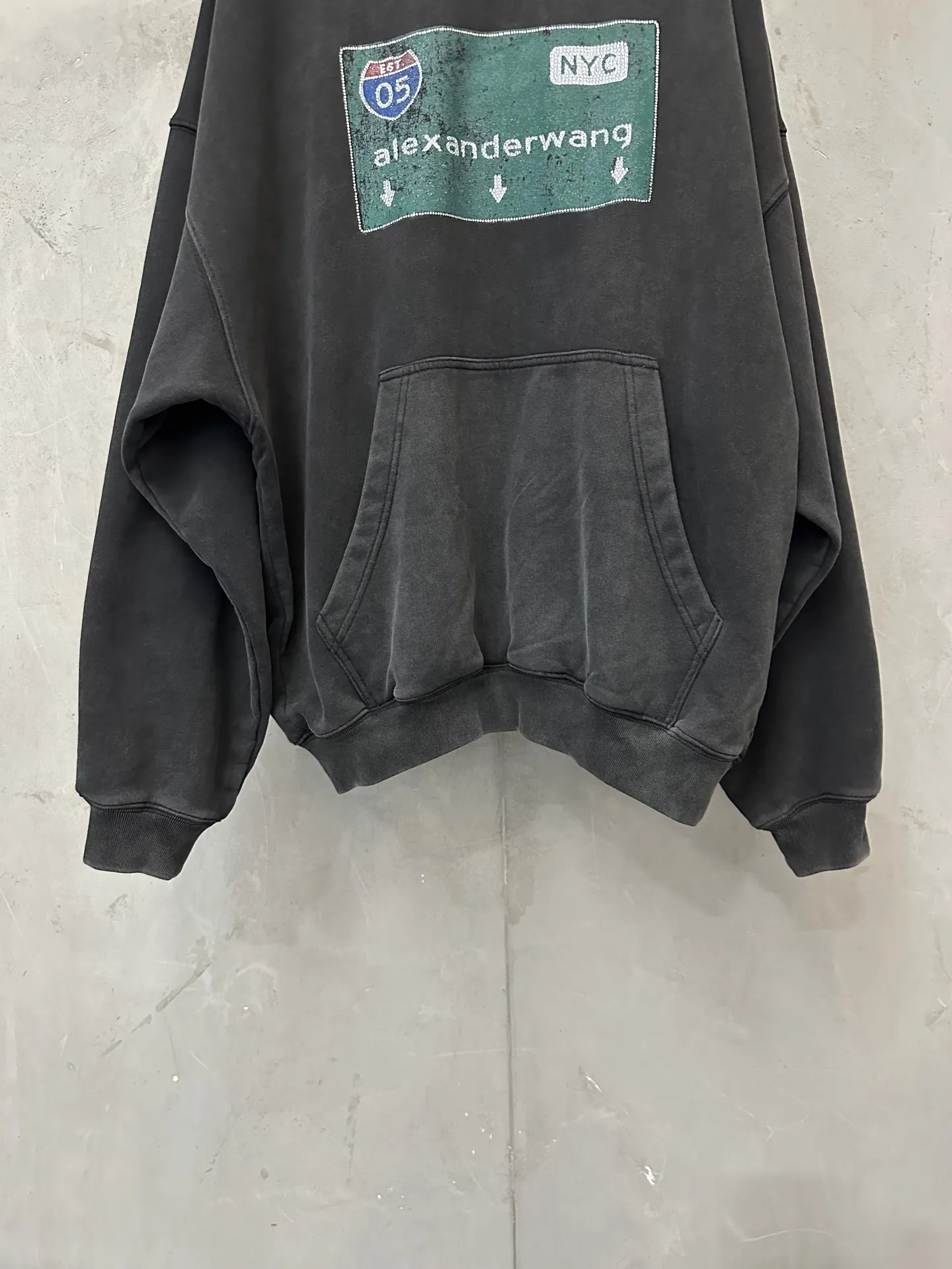 Alexander Wang Rhinestone Graphic Washed Hoodie D32018825 — view 4