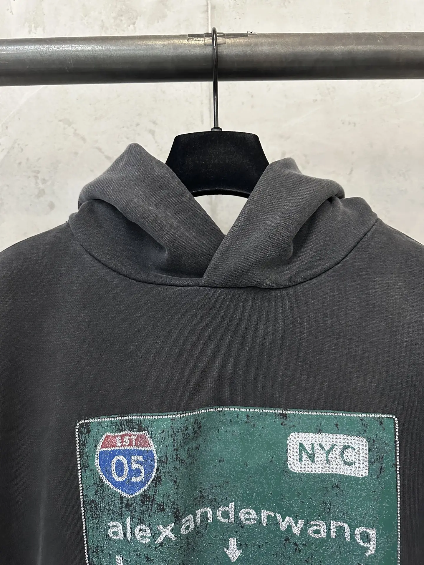 Alexander Wang Rhinestone Graphic Washed Hoodie D32018825 — view 5