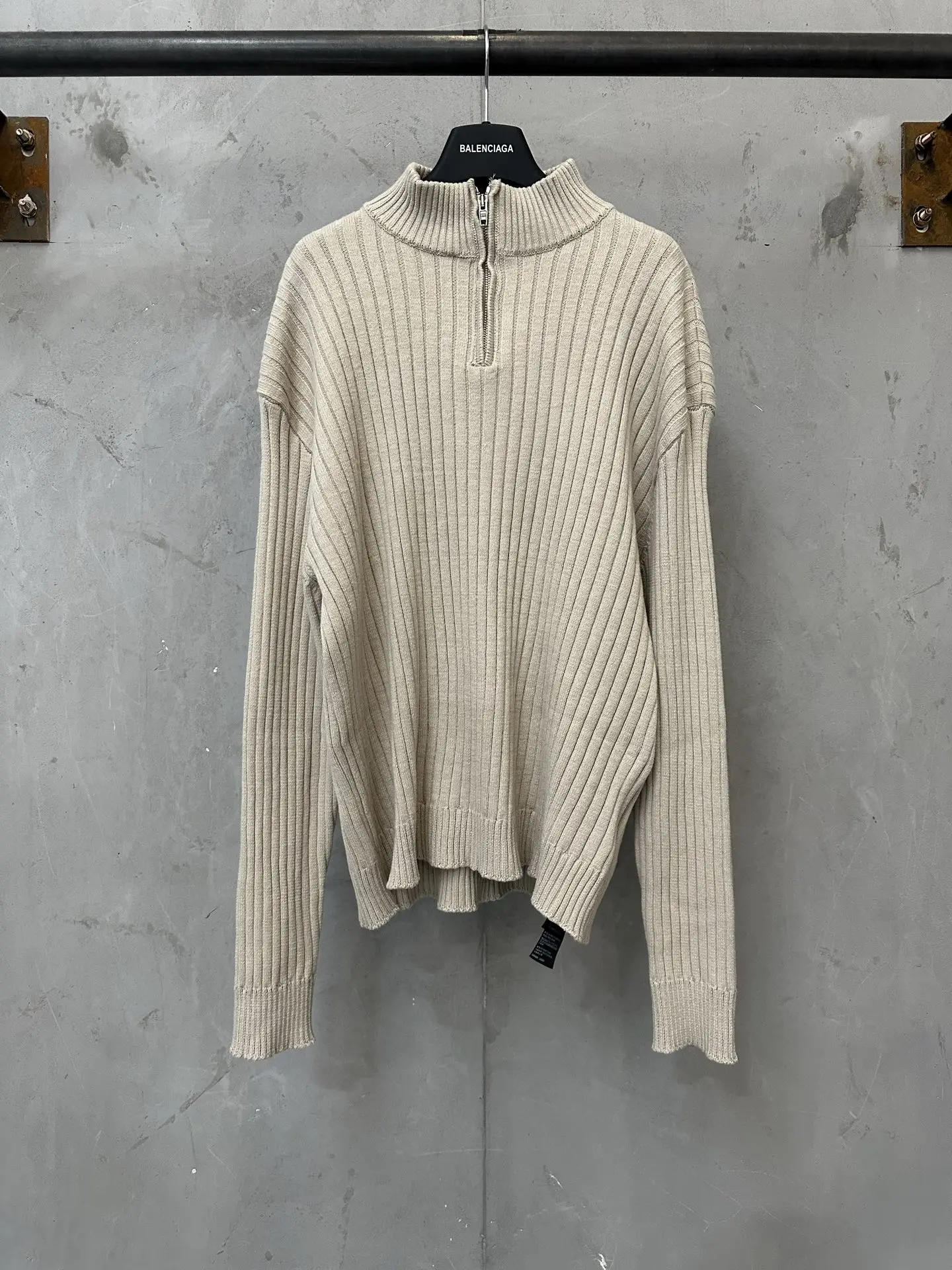 Half-Zip Ribbed Cotton Knit Sweater D32018843
