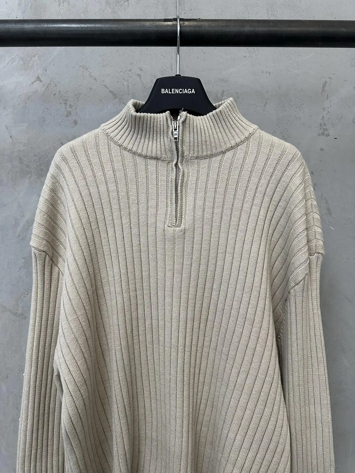 Half-Zip Ribbed Cotton Knit Sweater D32018843 — view 3