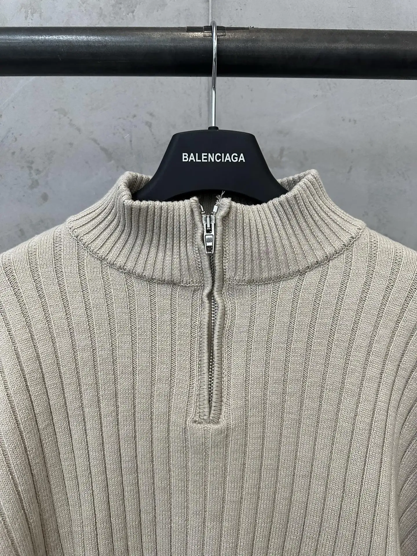 Half-Zip Ribbed Cotton Knit Sweater D32018843 — view 5