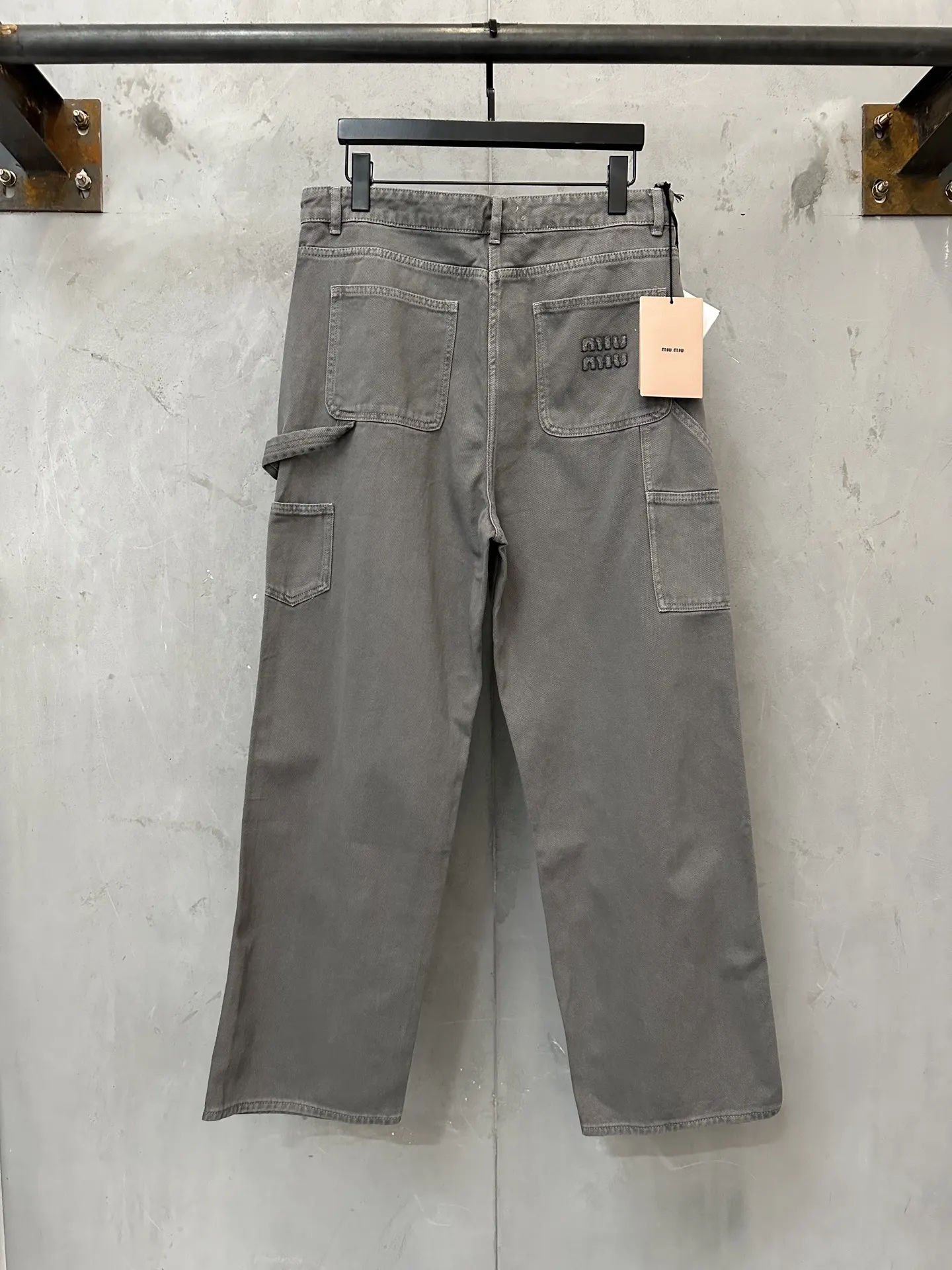 Embroidered Washed Denim Straight-Leg Trousers D32022225 — view 2