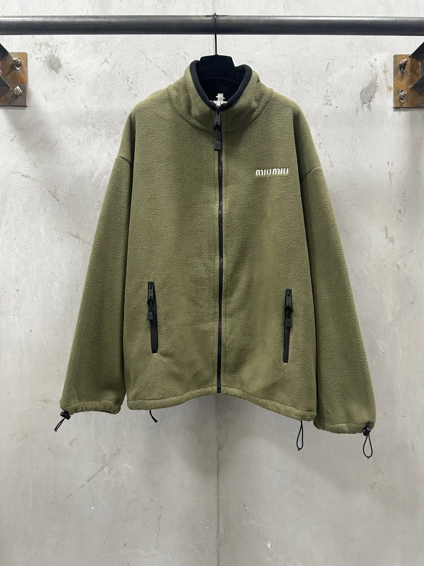 Embroidered Fleece Zip-Up Jacket D32022271