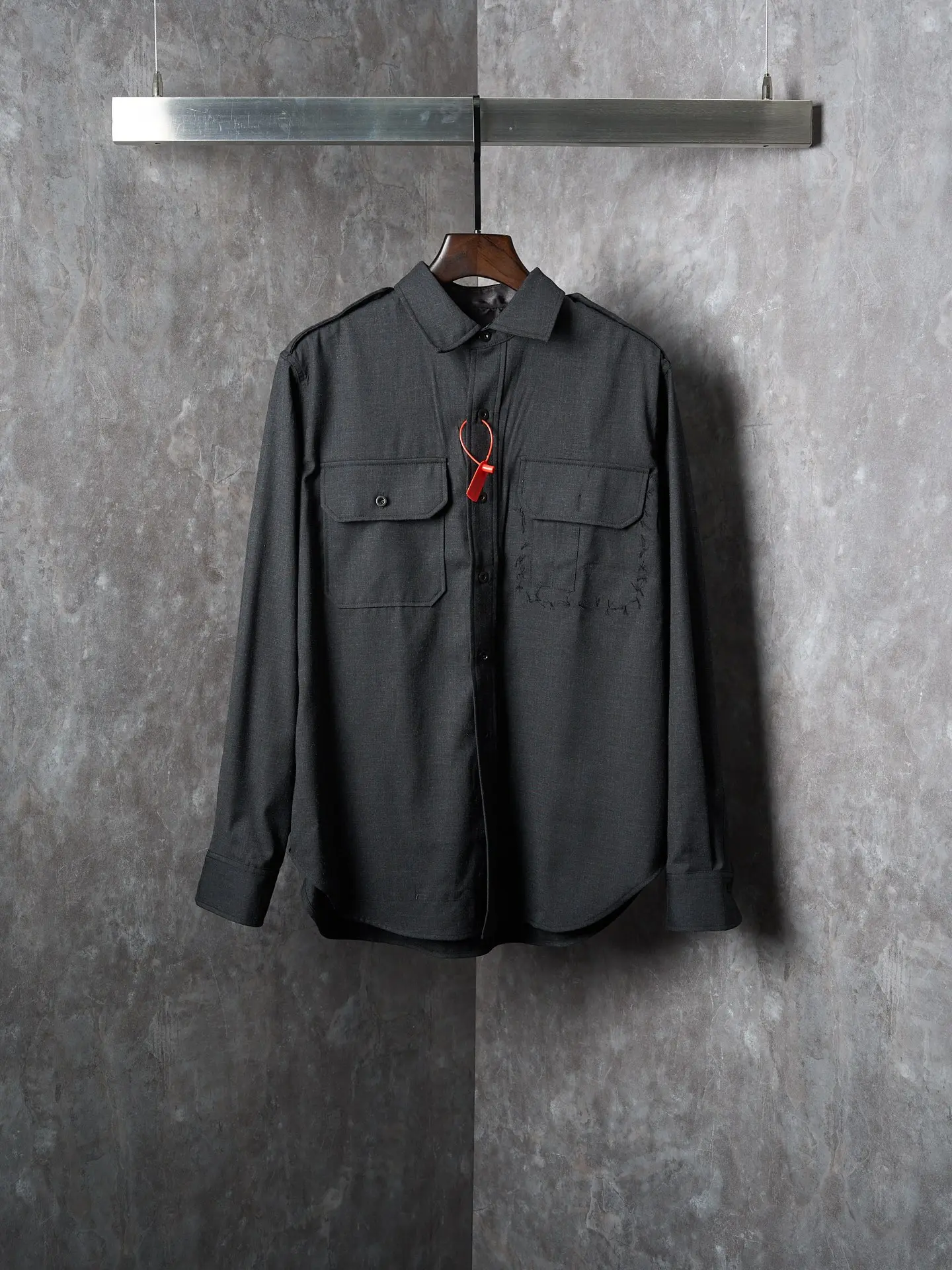 MM6 Wool-Blend Overshirt with Contrast Topstitching D32019121