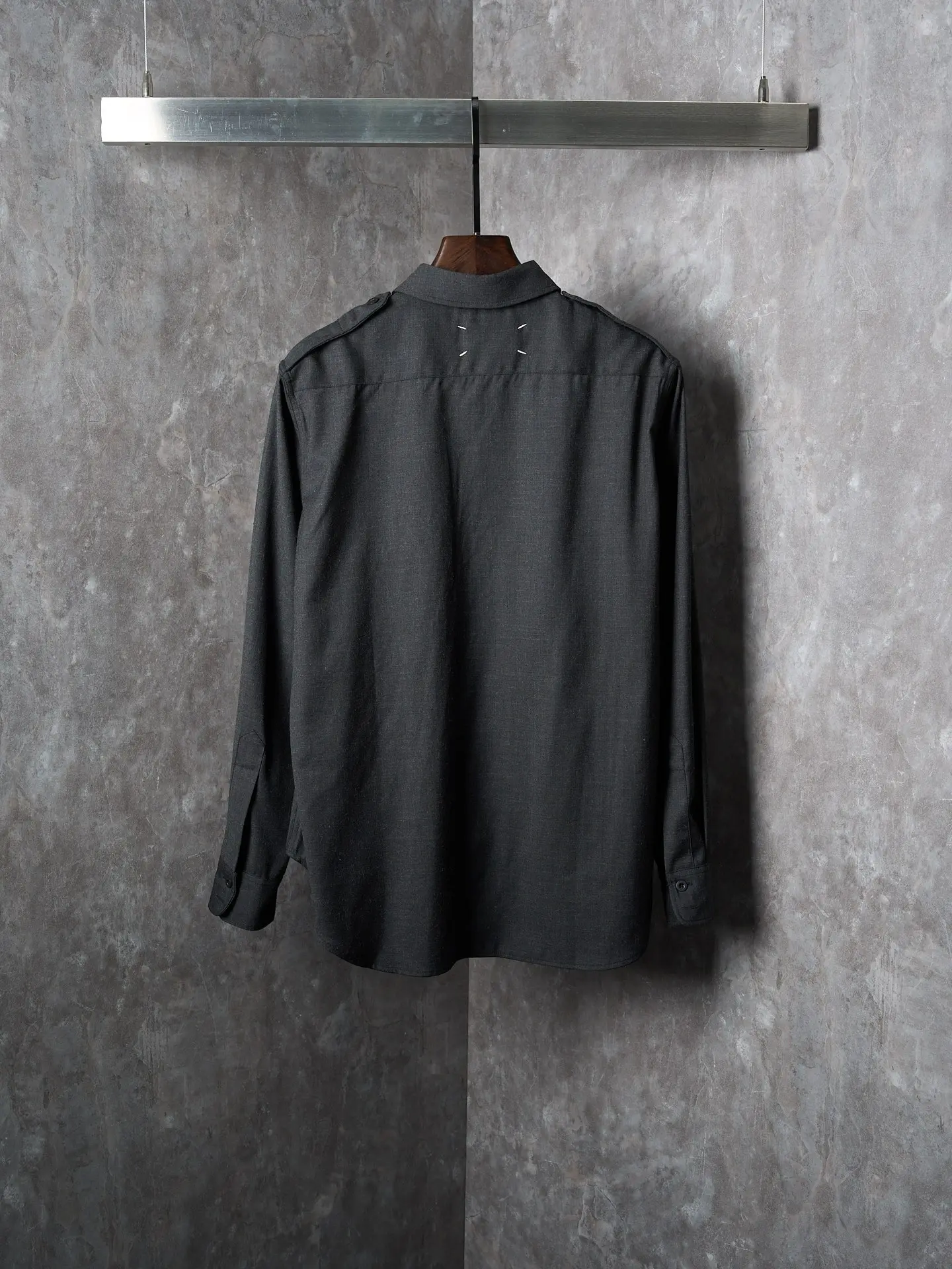 MM6 Wool-Blend Overshirt with Contrast Topstitching D32019121 — view 2
