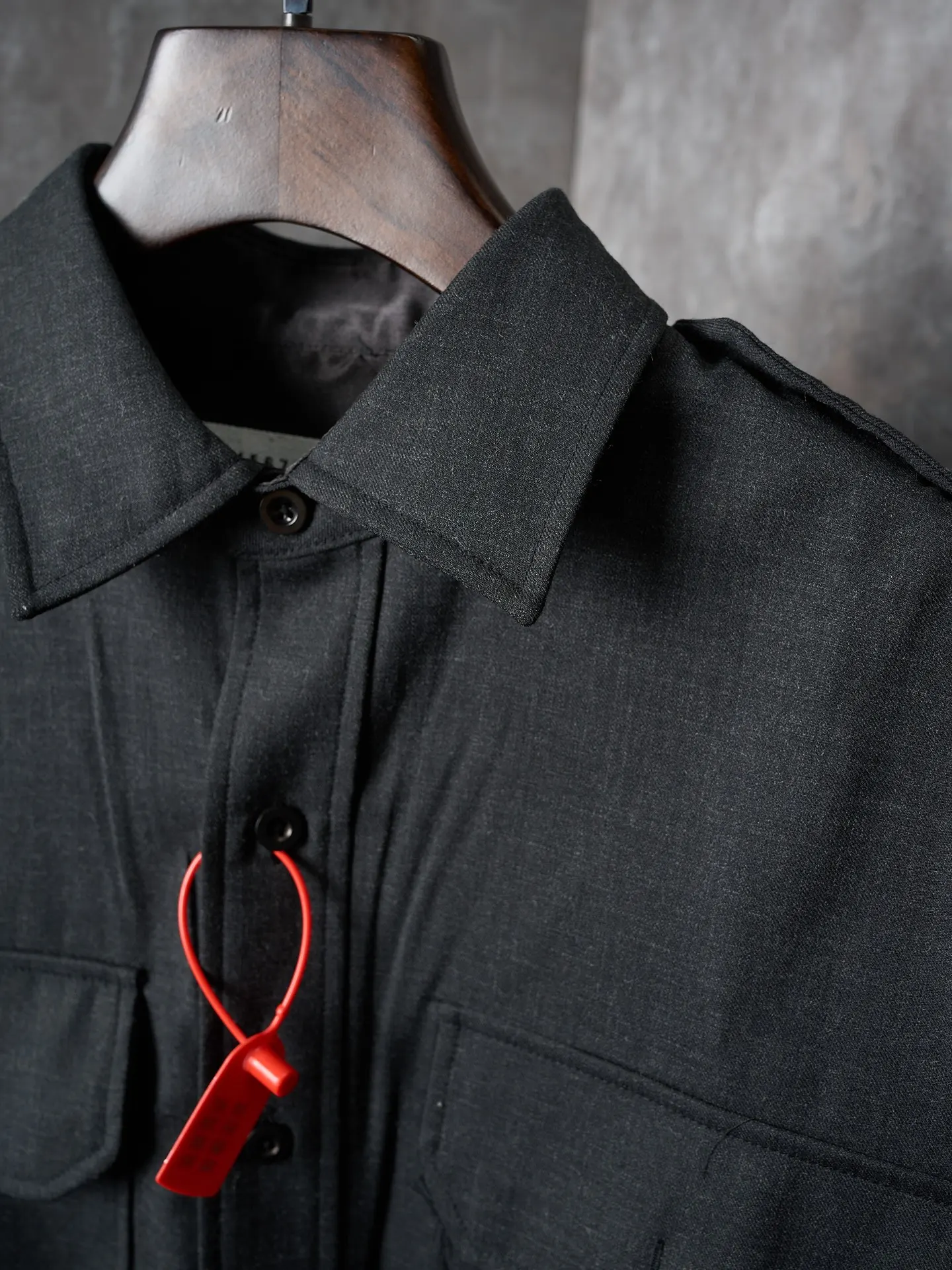 MM6 Wool-Blend Overshirt with Contrast Topstitching D32019121 — view 4
