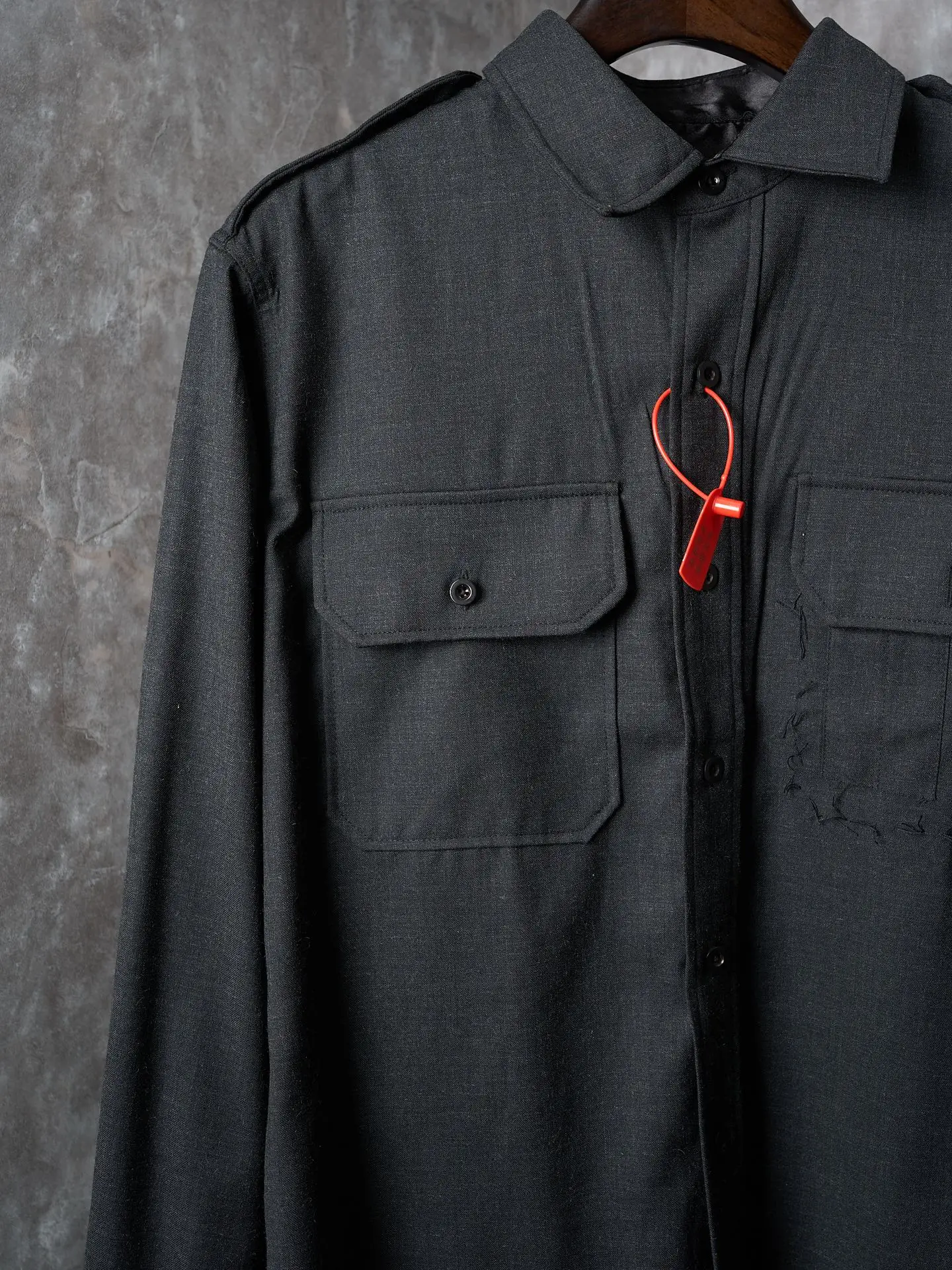 MM6 Wool-Blend Overshirt with Contrast Topstitching D32019121 — view 6