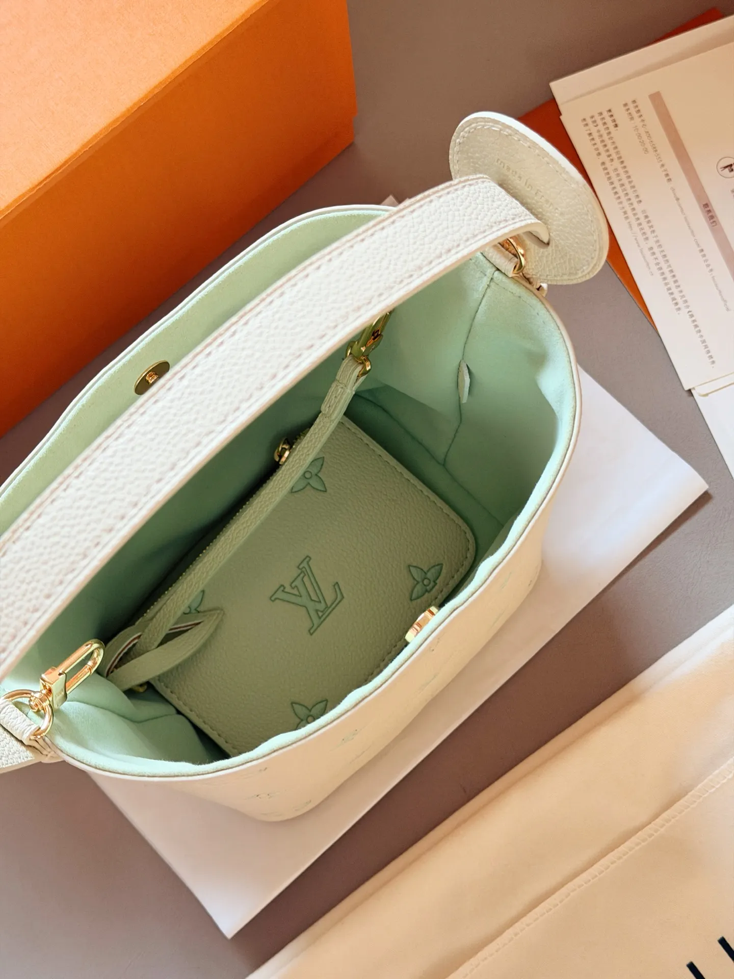 Monogram Embossed Leather Bucket Bag D32018246 — view 7