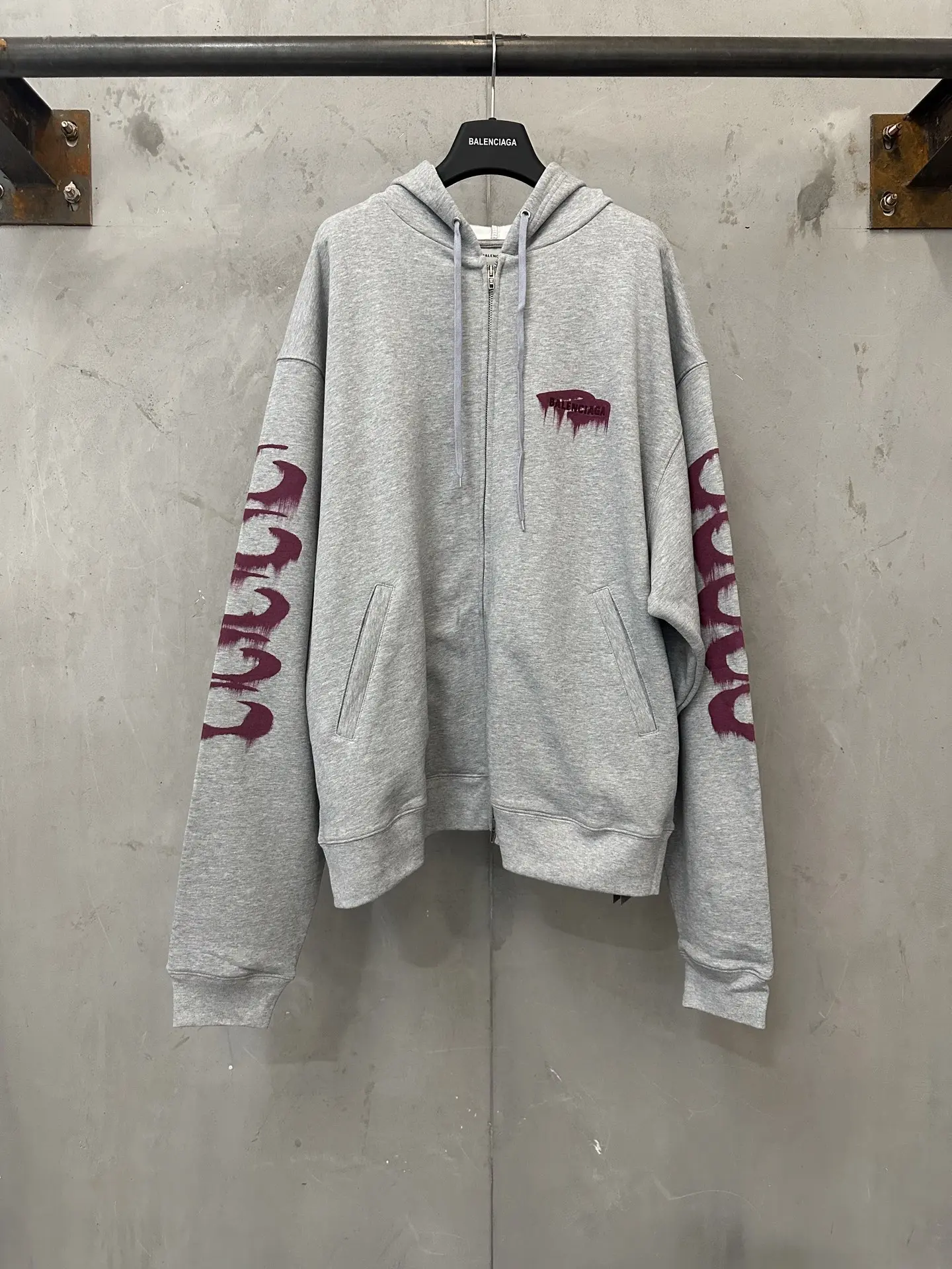 Wet Brush Print Zip-Up Hoodie D33020492