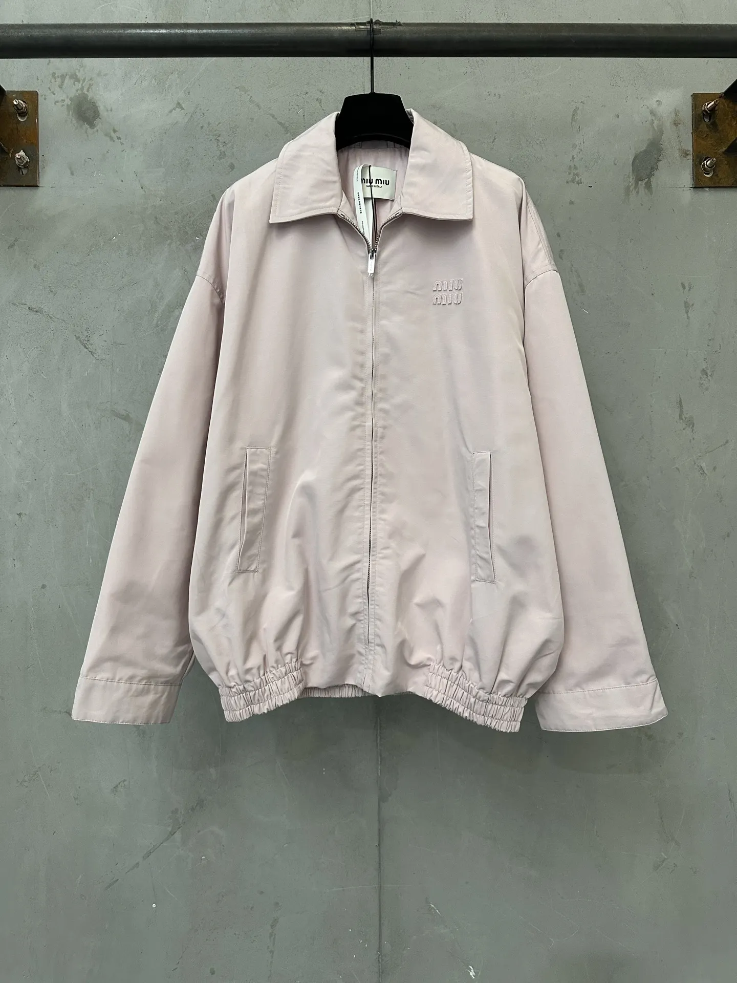 Embroidered Logo Zip-Up Harrington Jacket D33023079