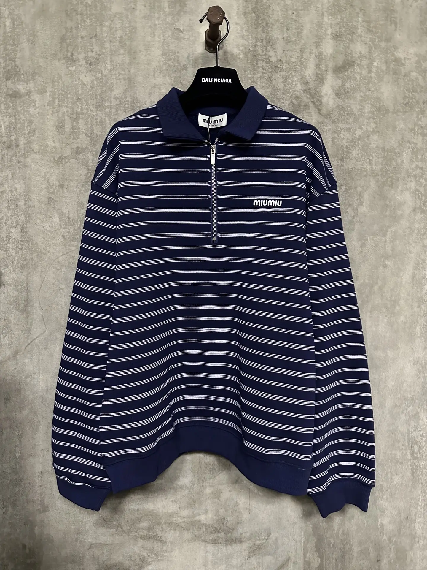 Striped Mercerized Cotton Half-Zip Polo Shirt D33015316