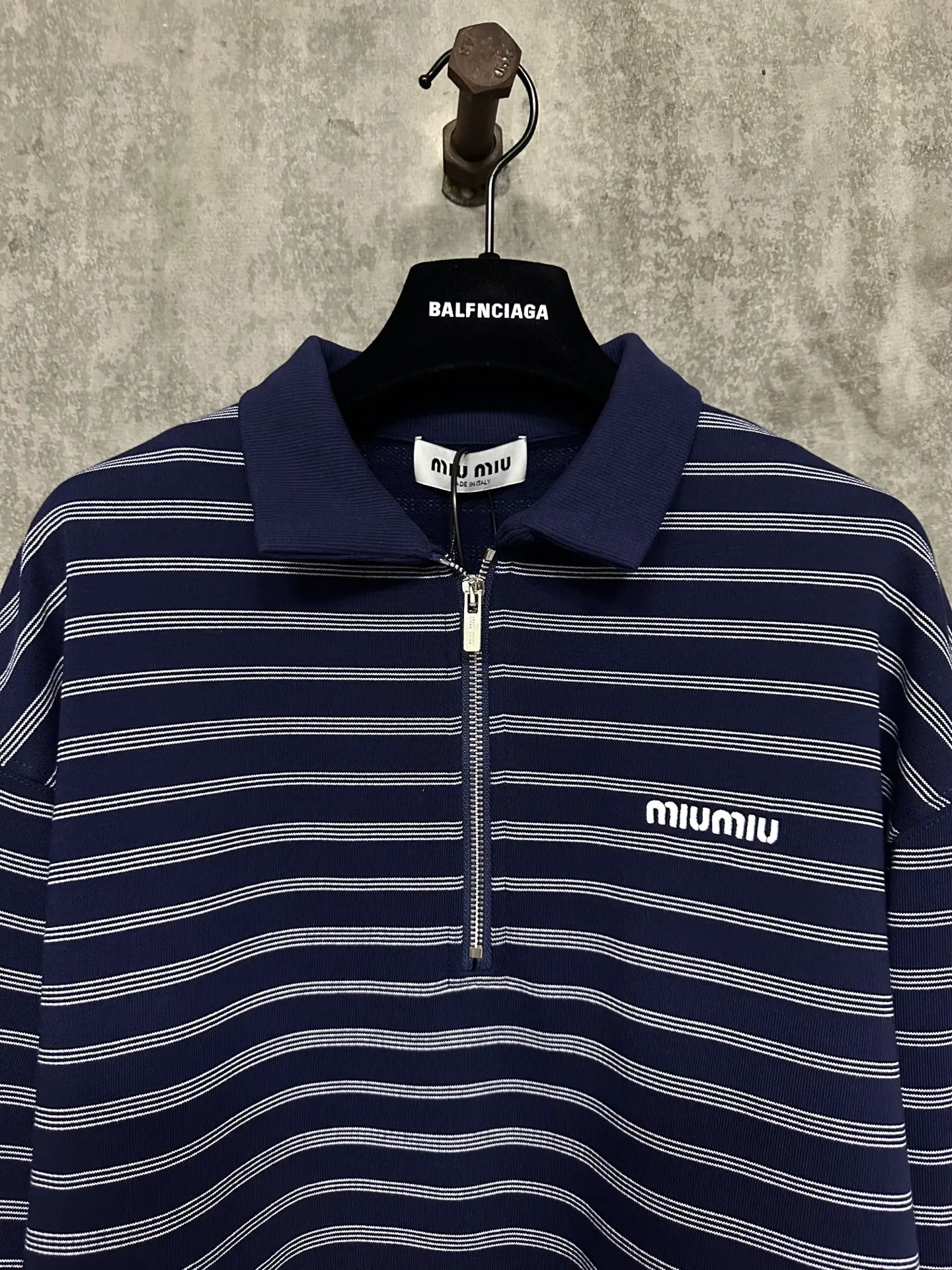 Striped Mercerized Cotton Half-Zip Polo Shirt D33015316 — view 3