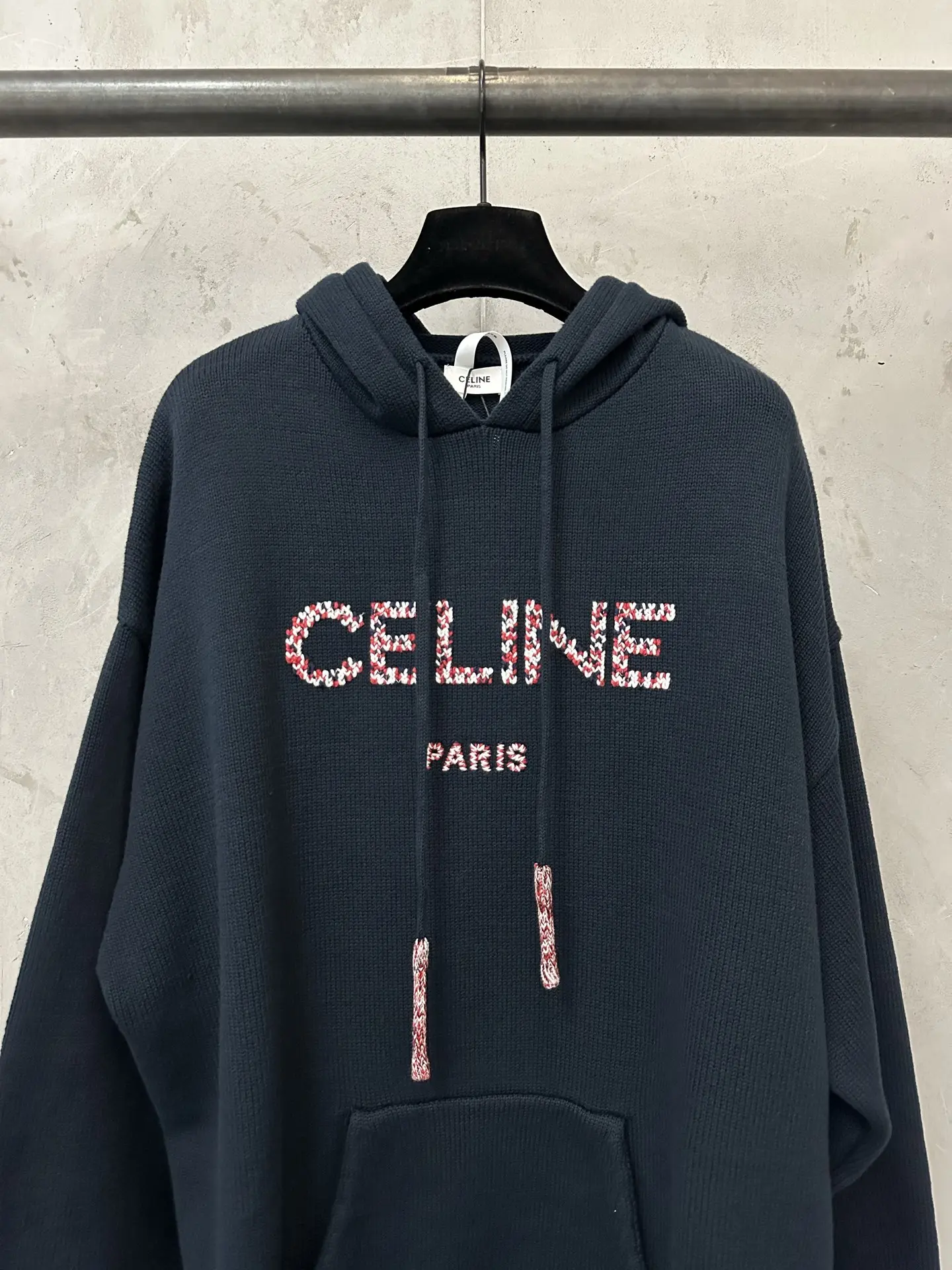 Logo-Embroidered Wool-Blend Knit Hoodie D33522276 — view 3